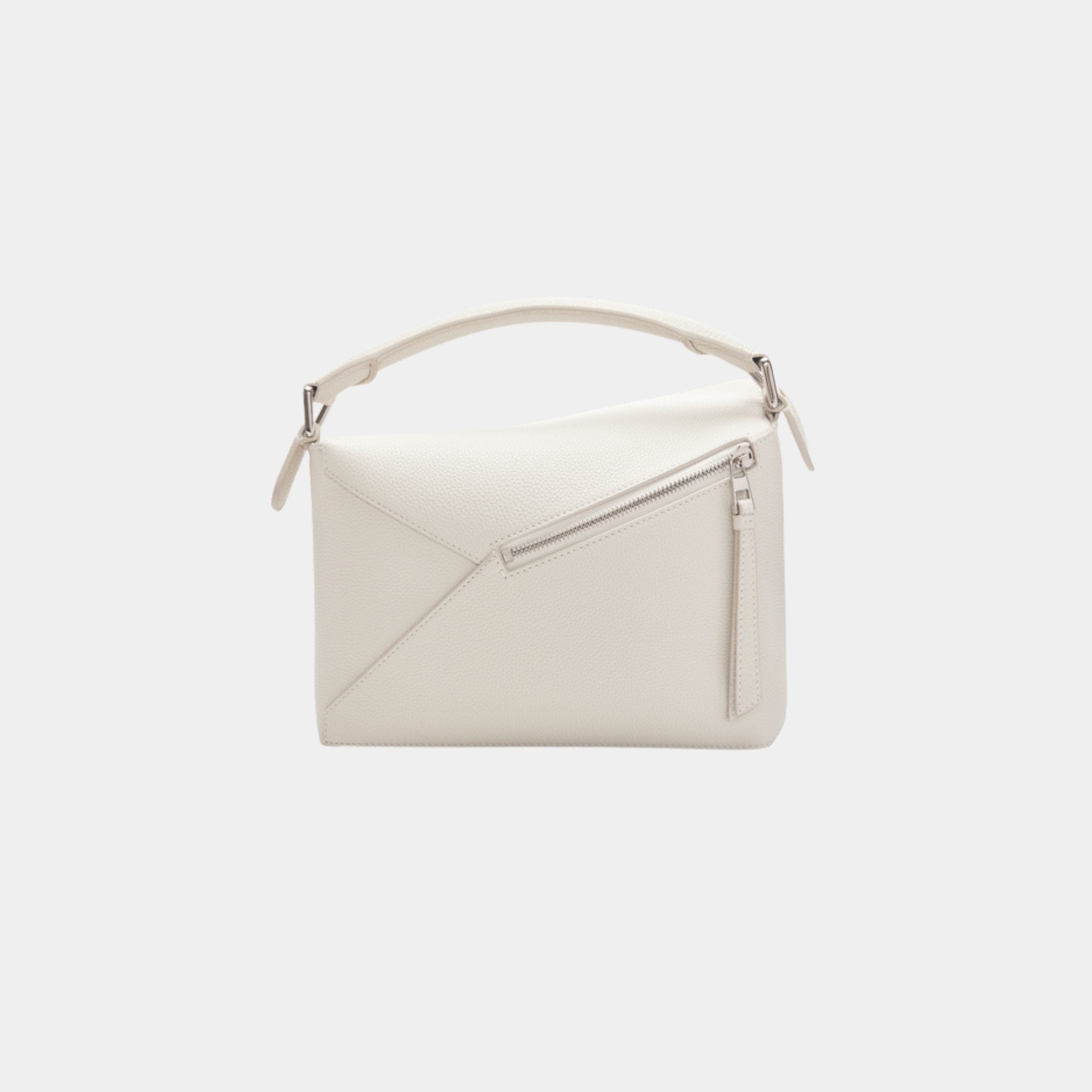 Loewe Small Puzzle Bag In Soft Grained Calfskin, Soft White, Back