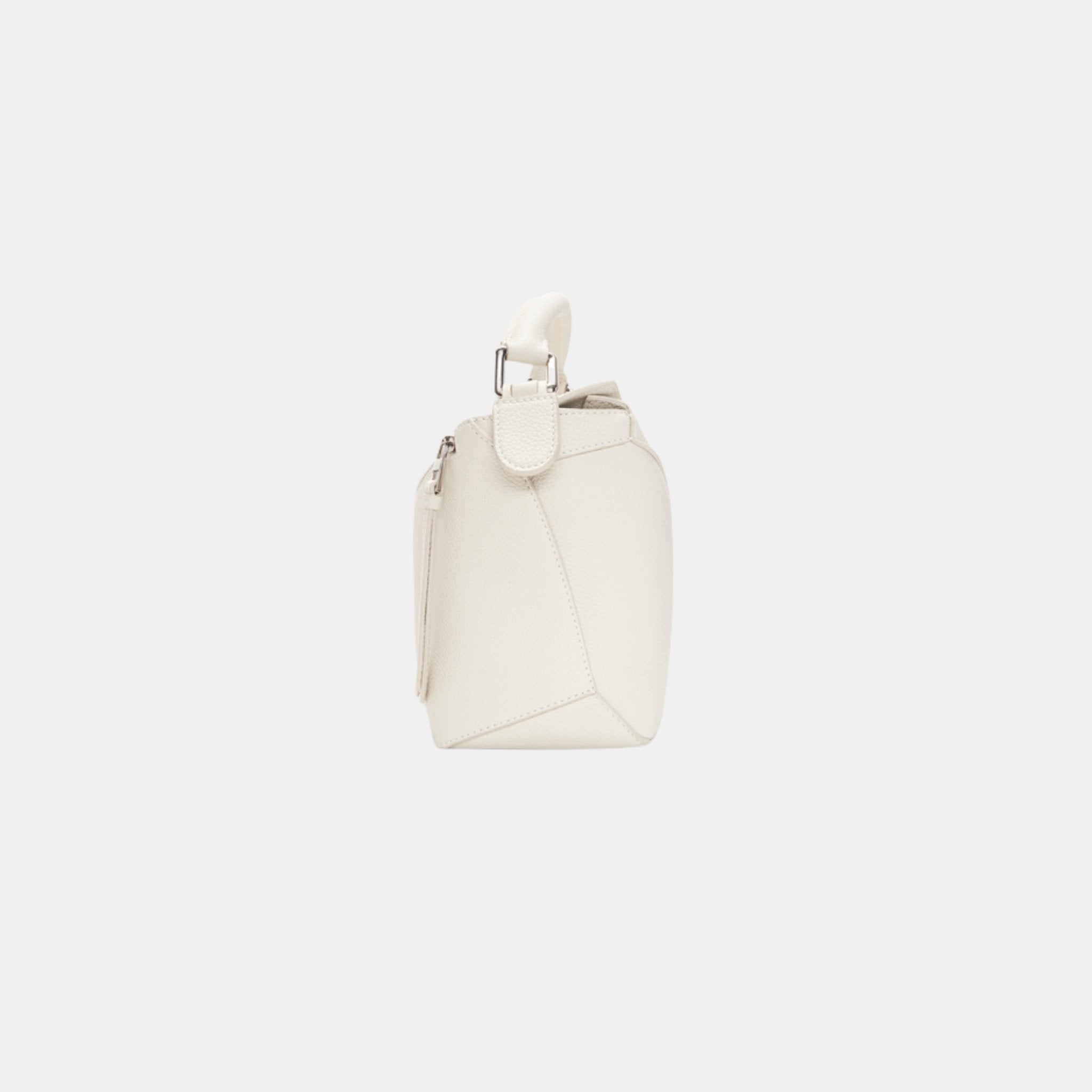 Loewe Small Puzzle Bag In Soft Grained Calfskin, Soft White, Side