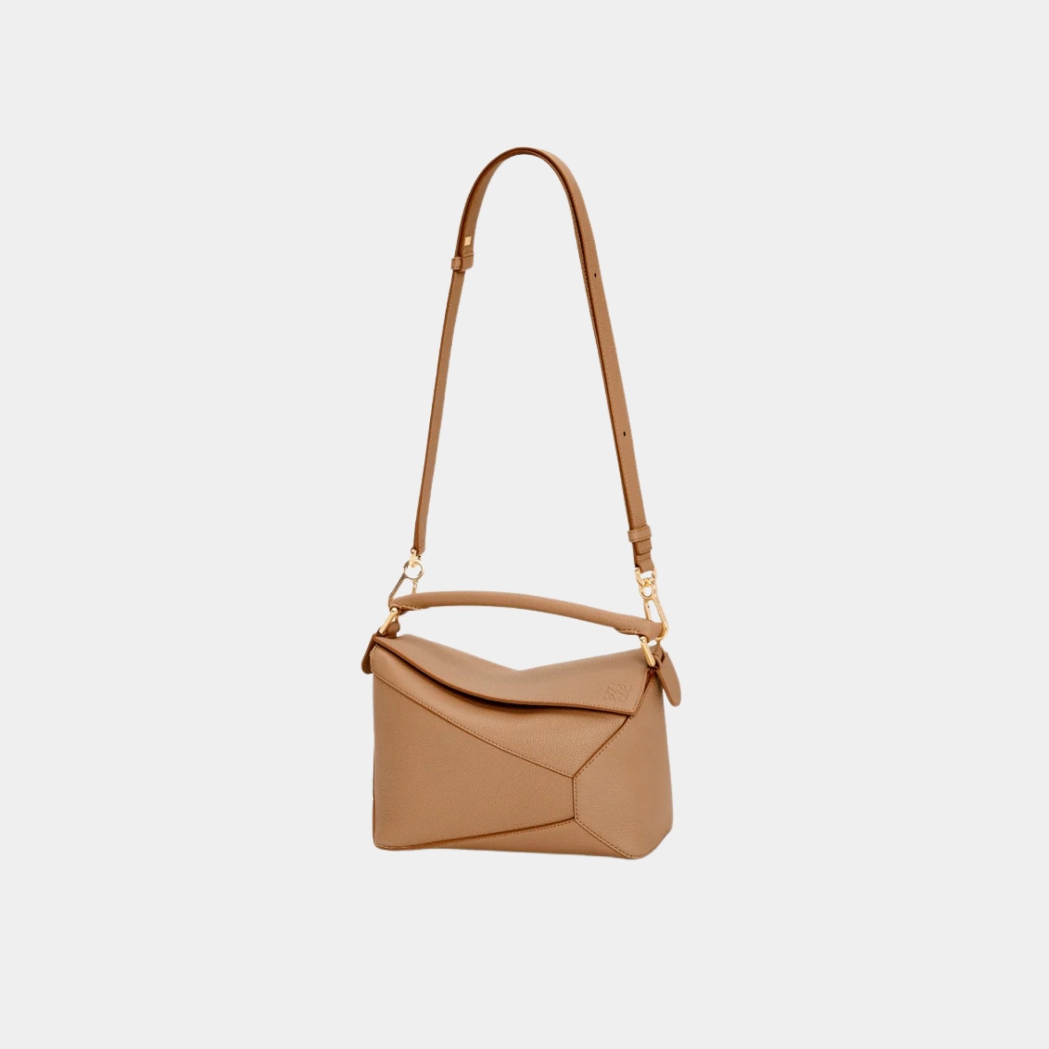 Loewe Small Puzzle Bag In Soft Grained Calfskin, Toffee, Strap