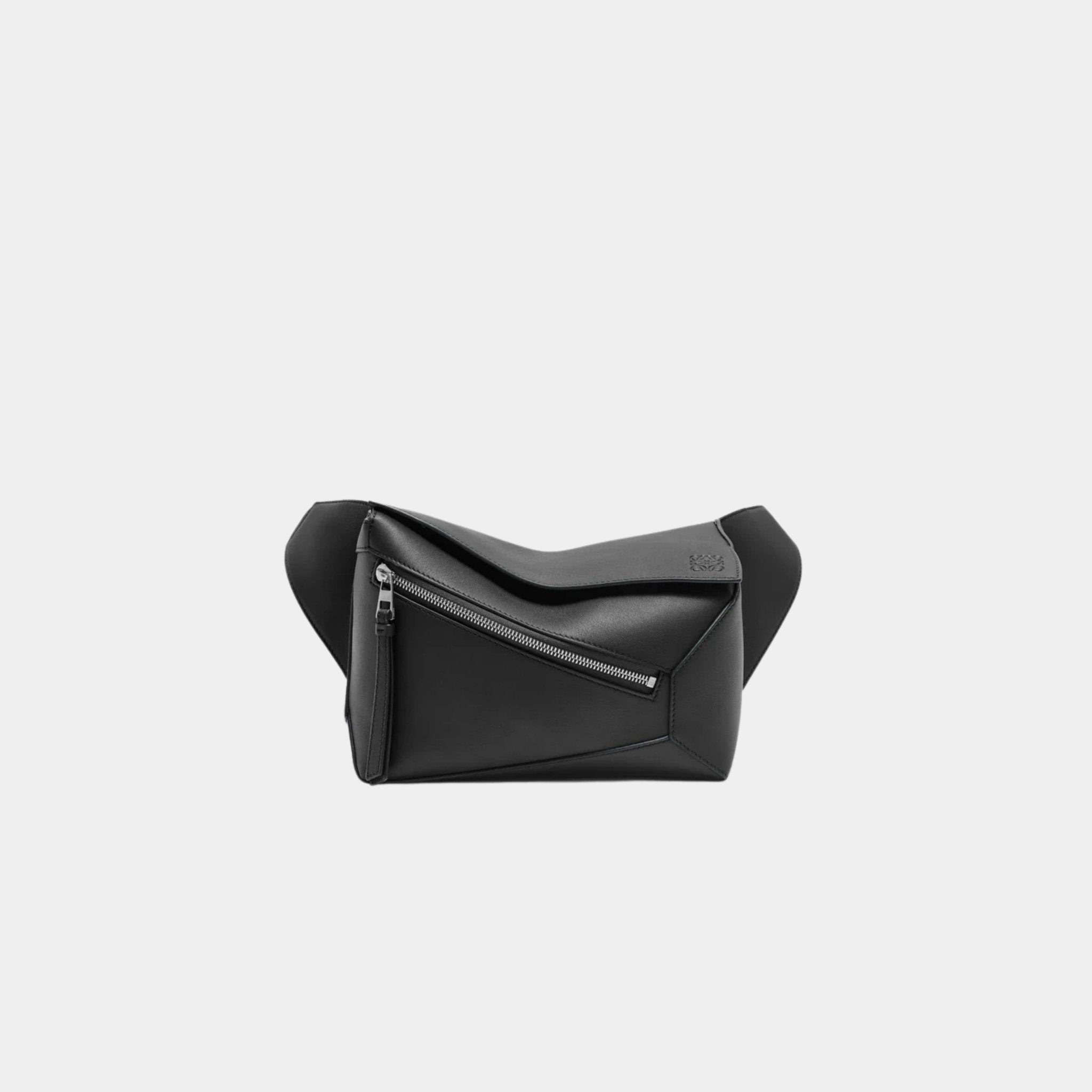Loewe Small Puzzle Belt Bag Classic Calf Leather, Black, Front