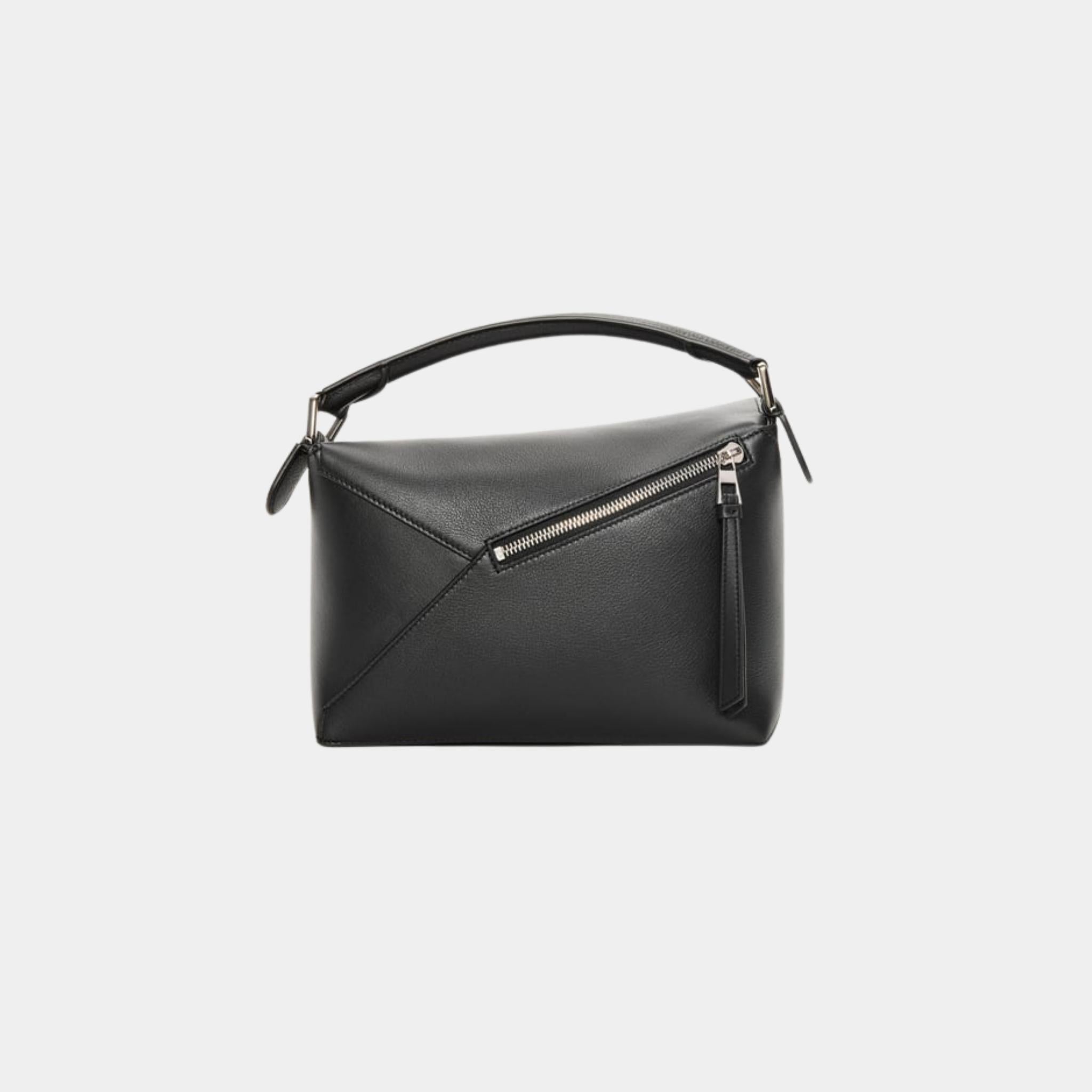 Loewe Small Puzzle Edge Bag In Classic Calfskin, Black, Back