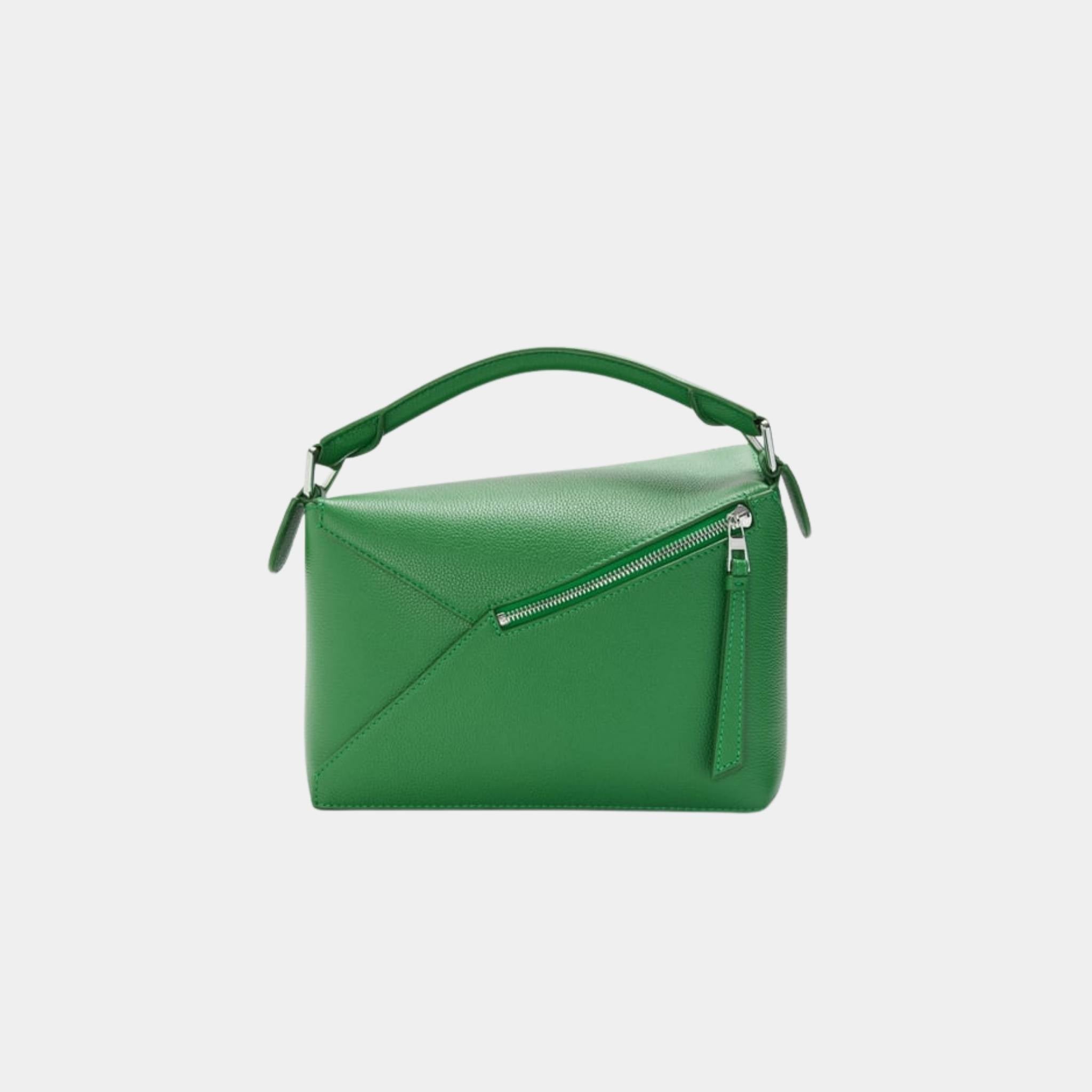 Loewe Small Puzzle Edge Bag In Soft Grained Calfskin, Tropical Green, Back