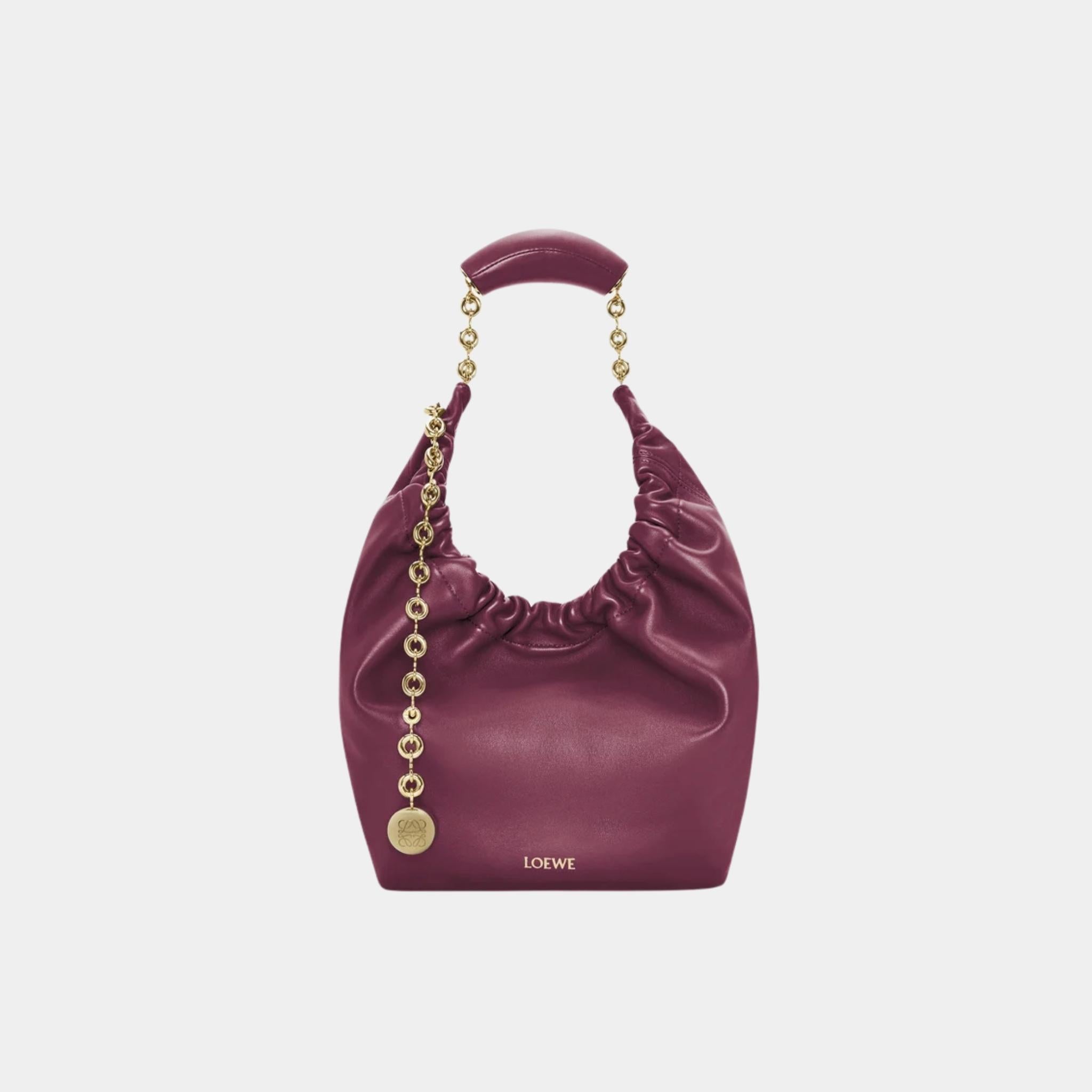 Loewe Small Squeeze Bag In Mellow Nappa Lambskin, Crimson, Front