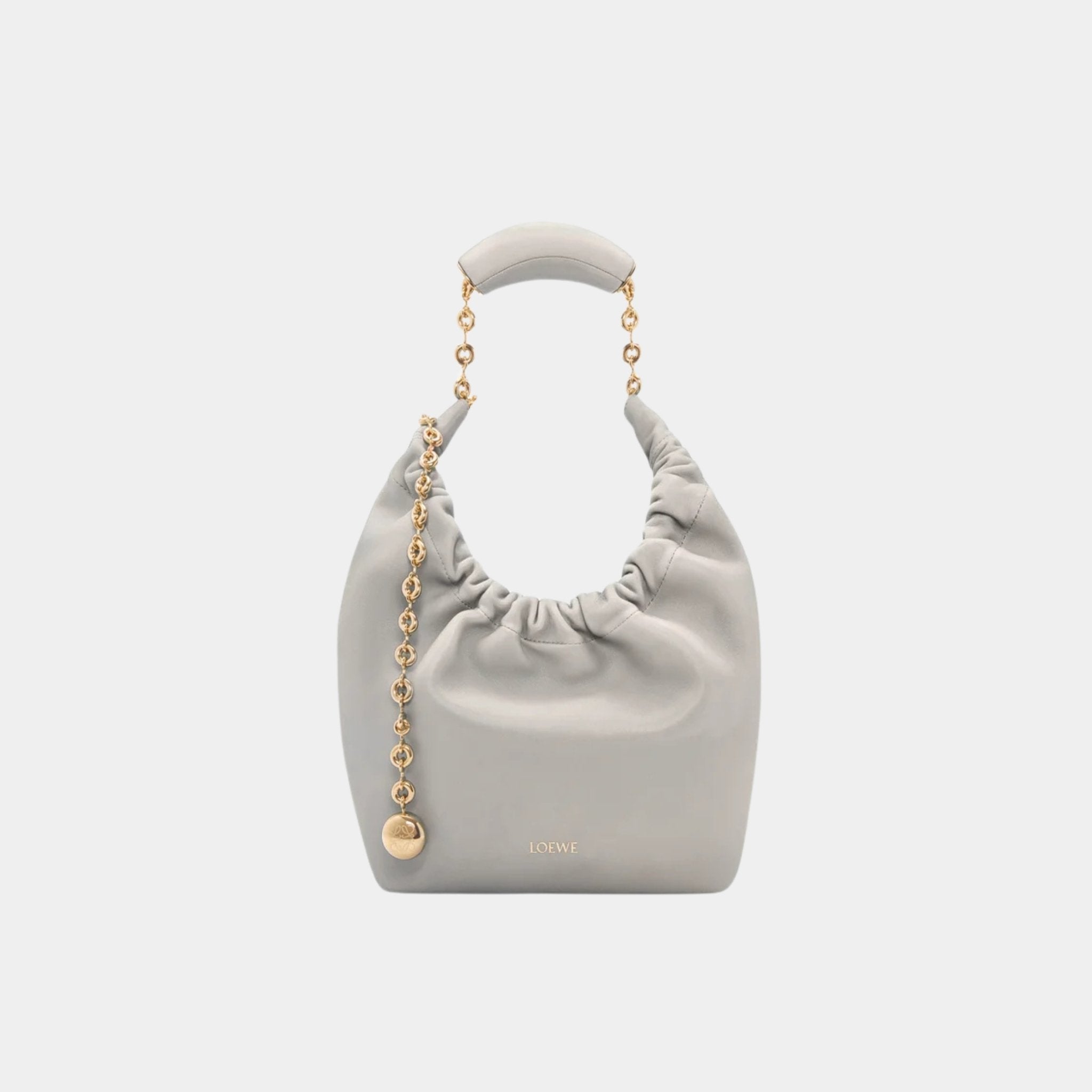 Loewe Small Squeeze Bag In Mellow Nappa Lambskin, Shell Grey, Front