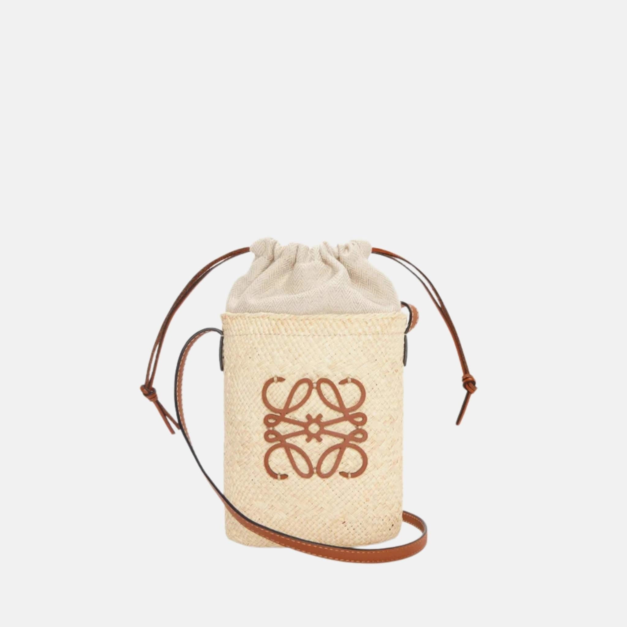 Loewe Square Pocket in Iraca Palm and Calfskin, Front