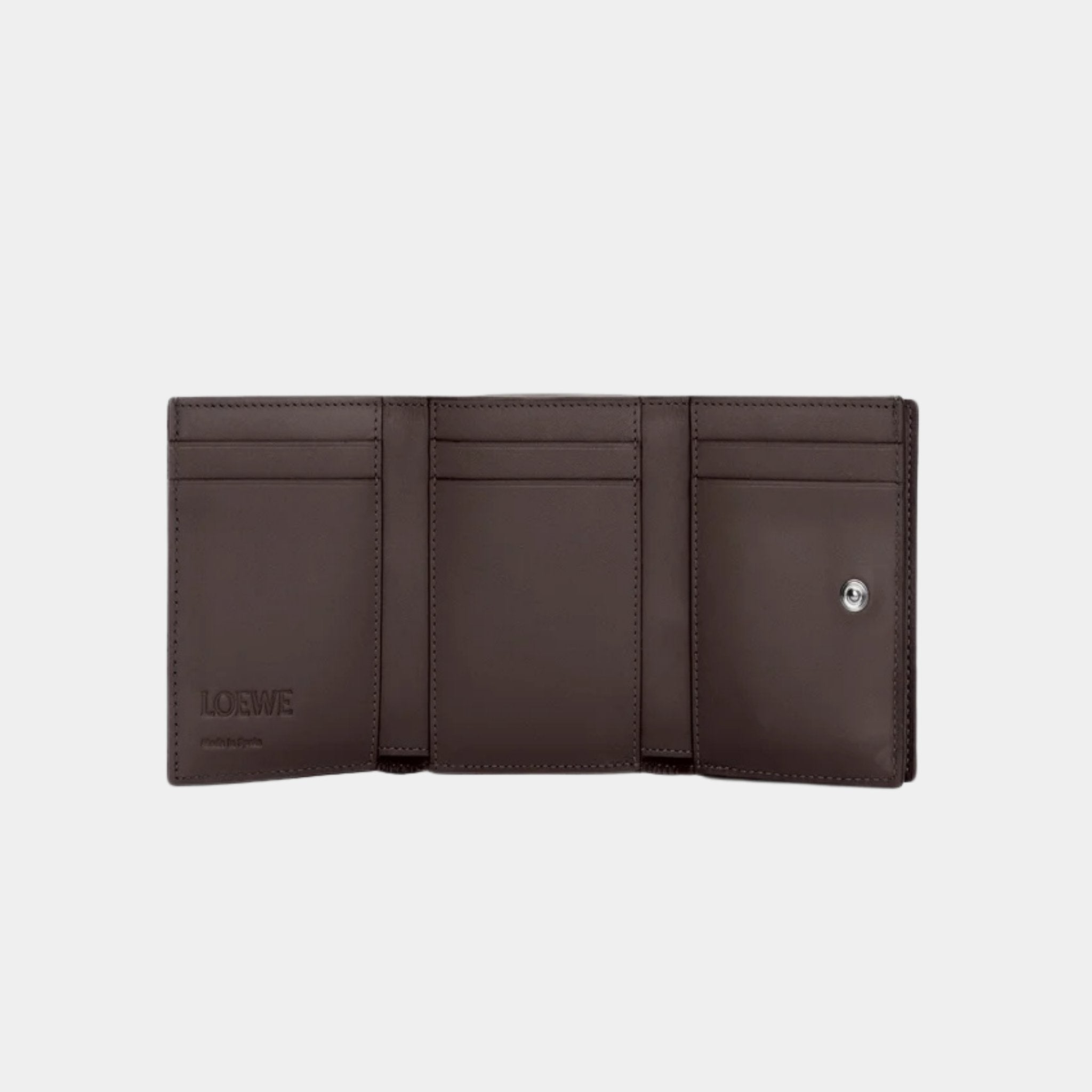 Loewe Trifold Wallet Made of Satin Calfskin, Dark Brown, Inside