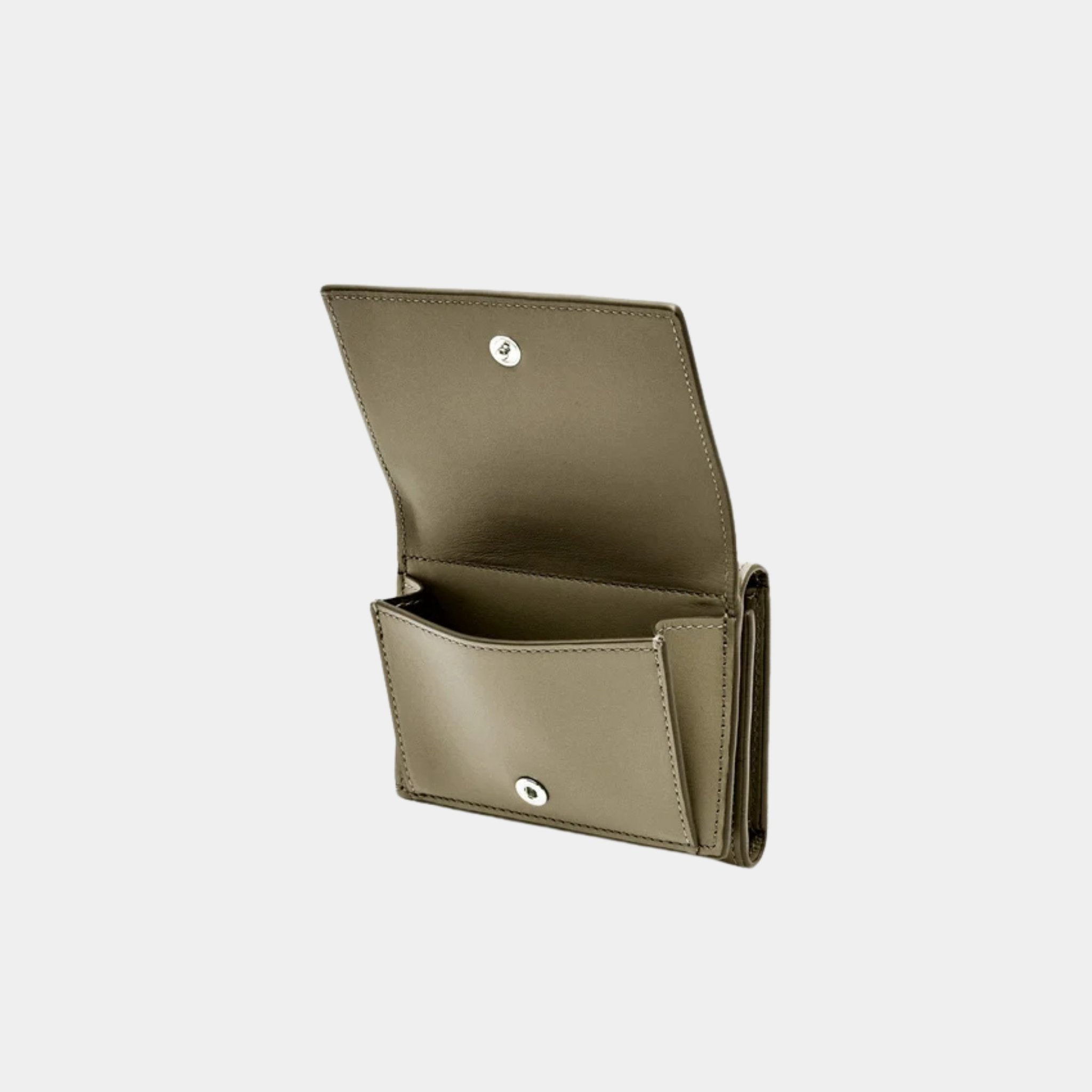 Loewe Trifold Wallet Made of Satin Calfskin, Khaki Green, Side