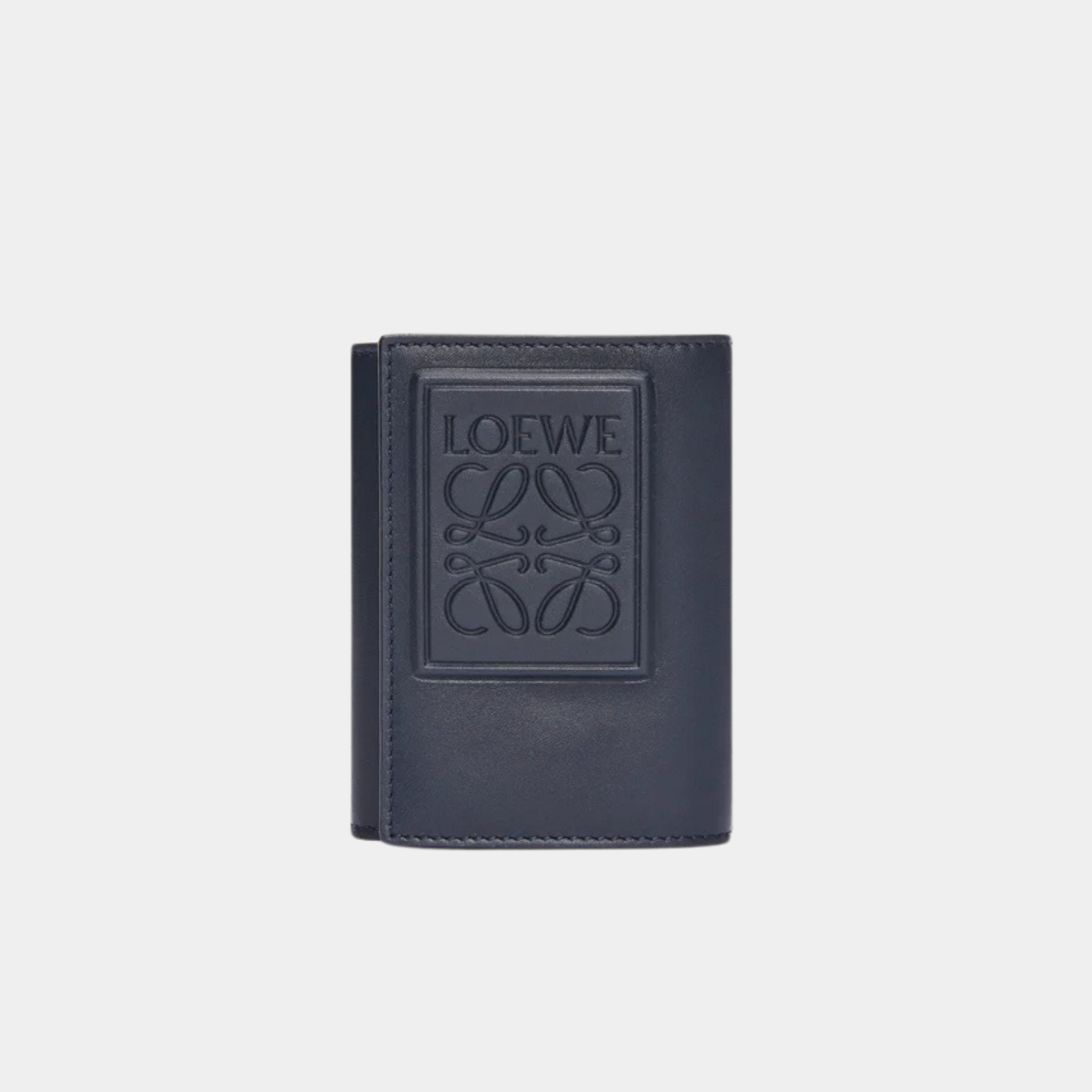 Loewe Trifold Wallet Made of Satin Calfskin, Navy Blue, Front