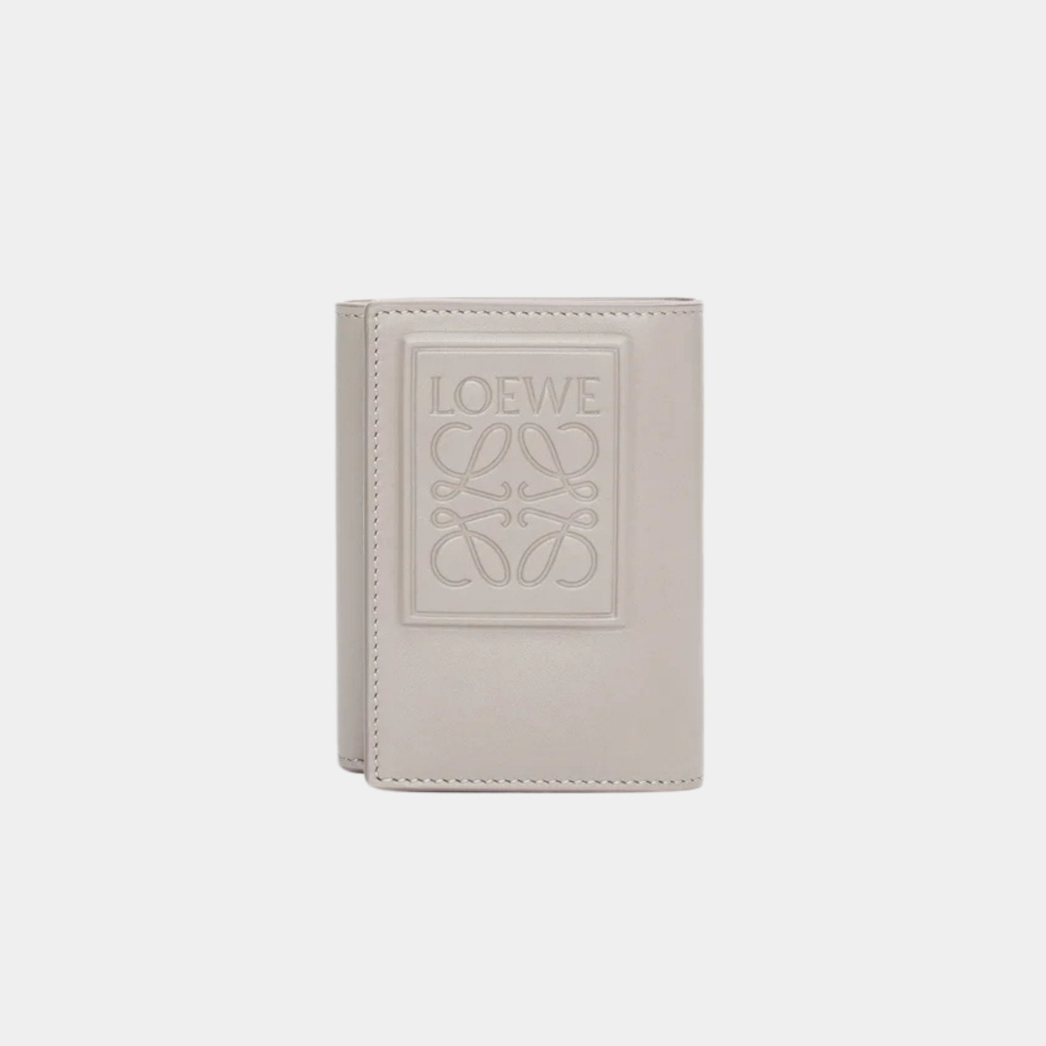 Loewe Trifold Wallet Made of Satin Calfskin, Shell Grey, Front