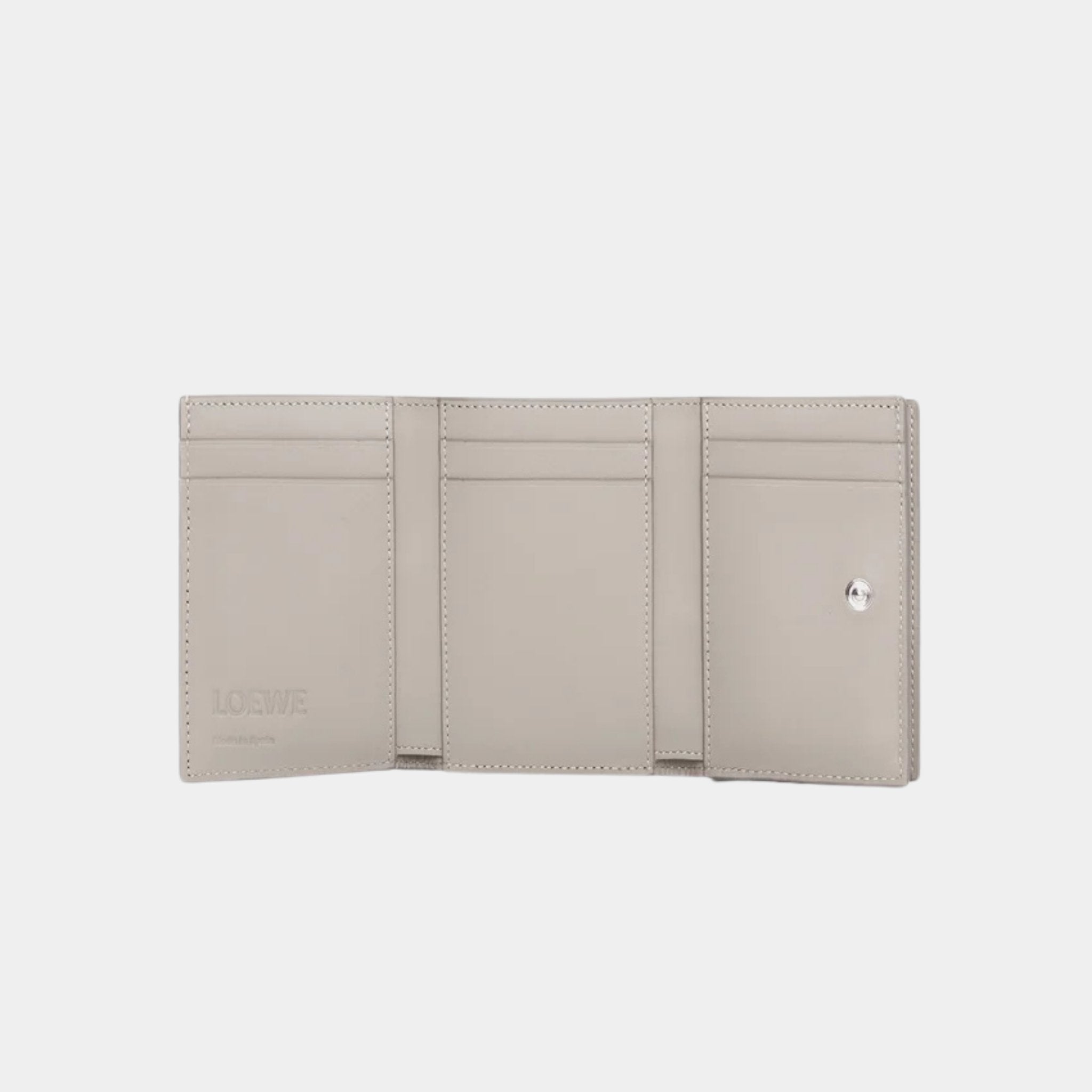 Loewe Trifold Wallet Made of Satin Calfskin, Shell Grey, Inside