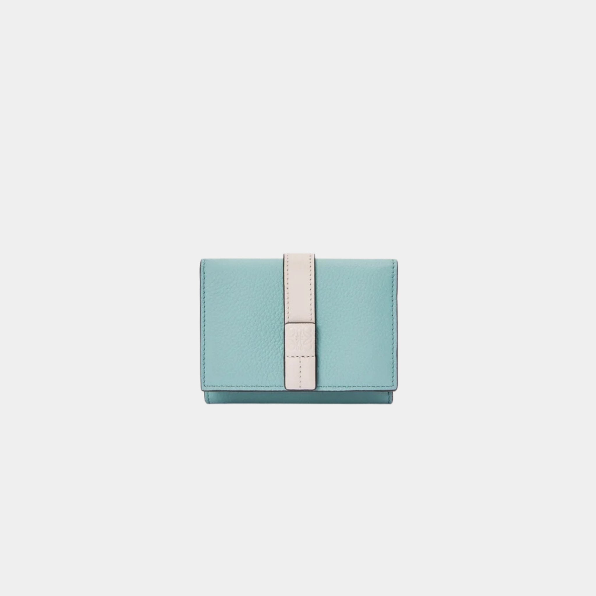 Loewe Trifold Wallet In Soft Grained Calfskin, Water, Front