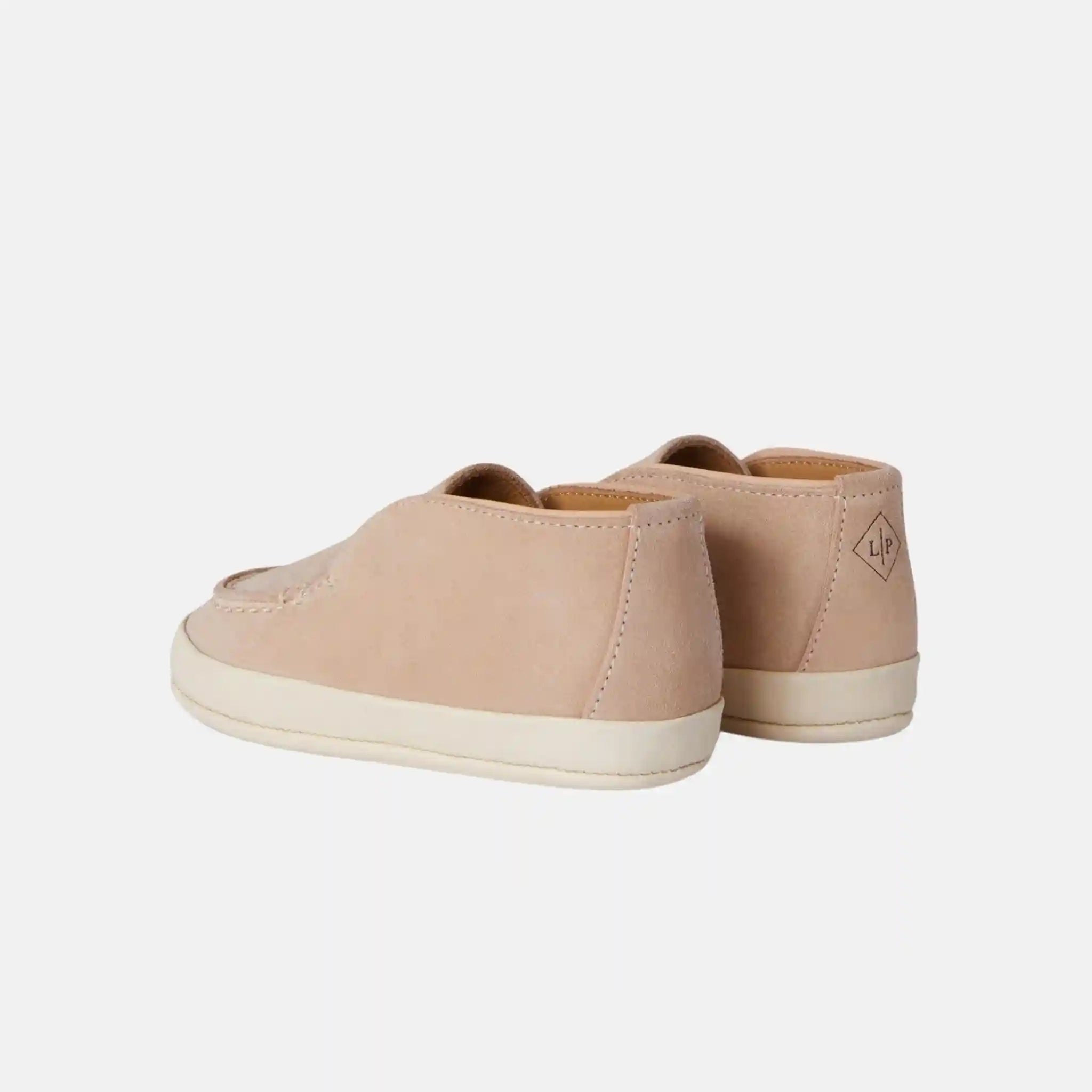 Loro Piana Baby Open Walk Ankle Boot in Suede, Pink Sand, Back