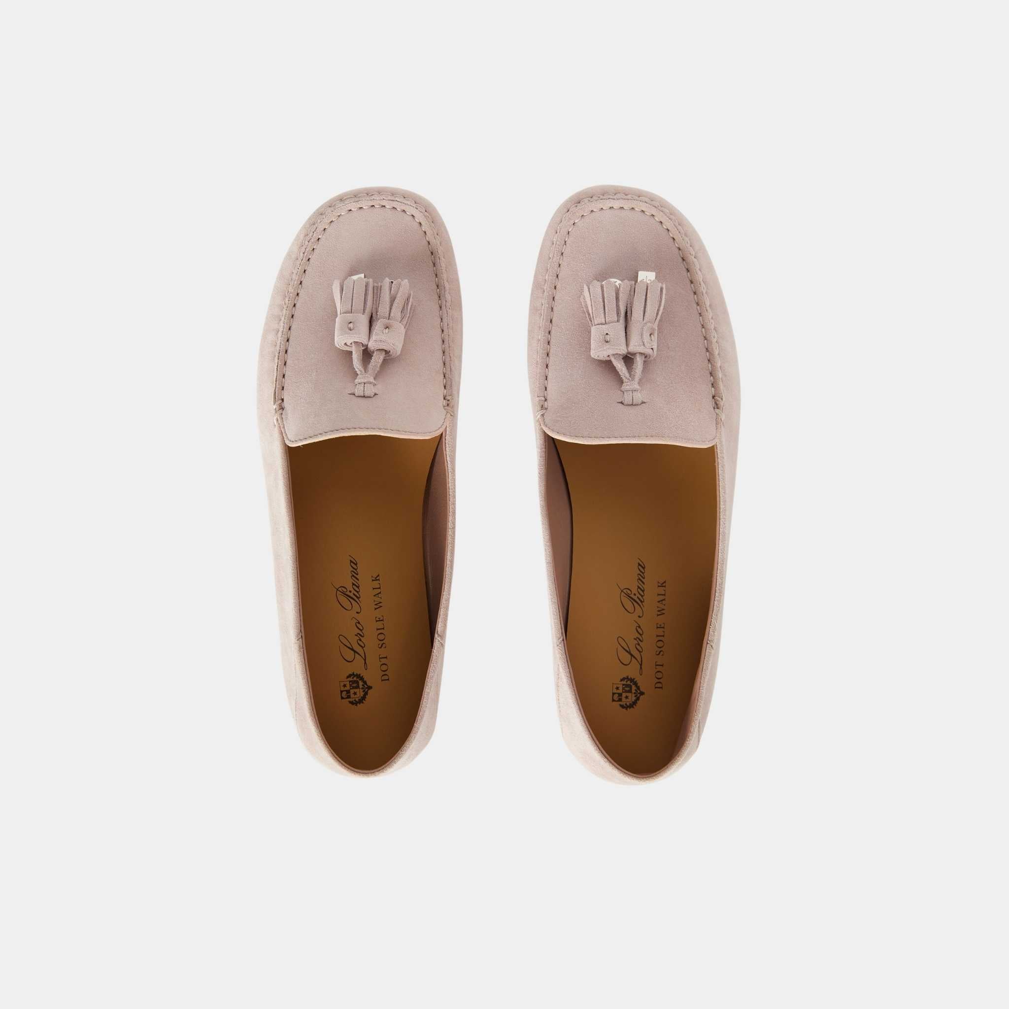 Loro Piana Dot Sole Walk Loafer Suede Goatskin, Pink Nouveau, Top