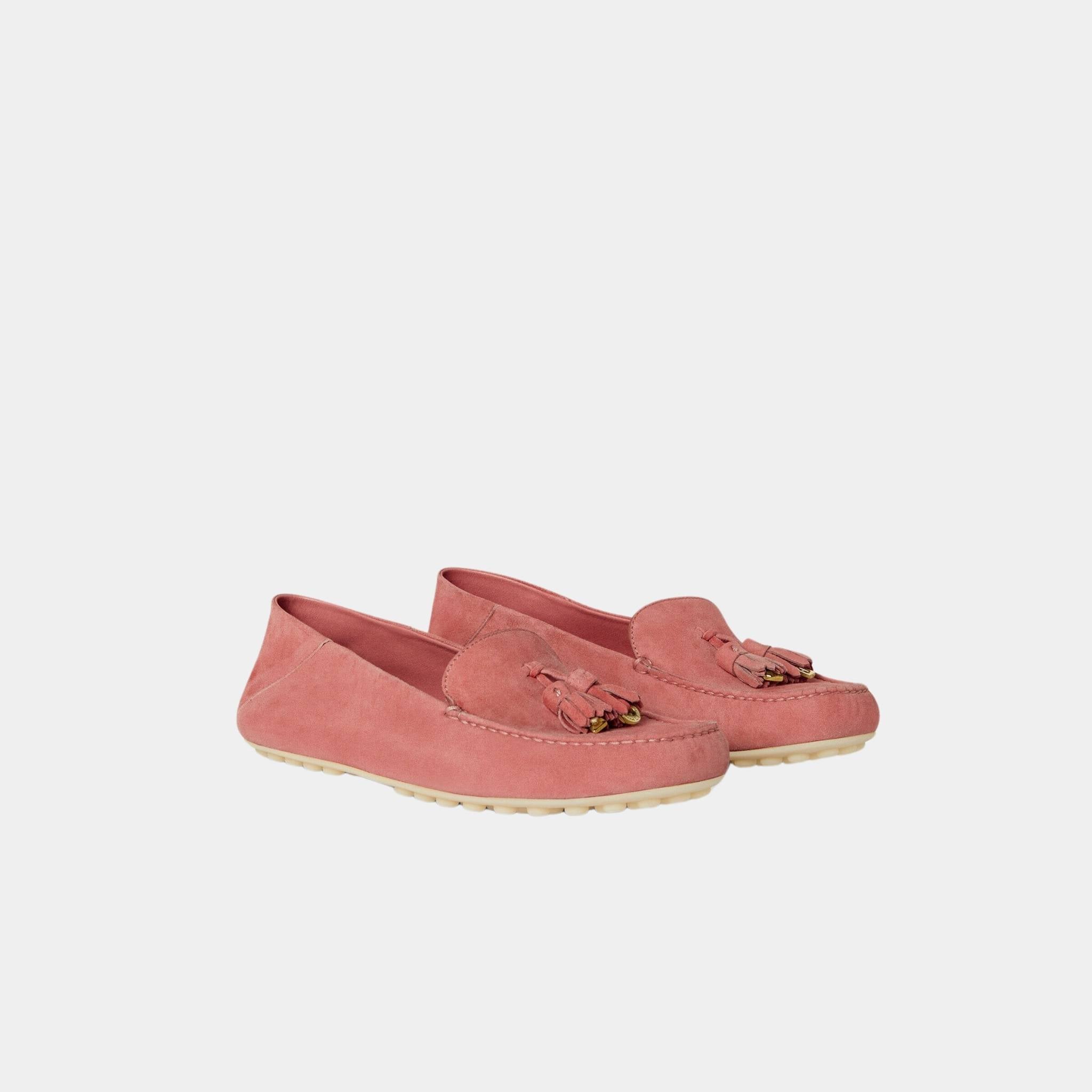 Loro Piana Dot Sole Walk Loafer Suede Goatskin, Ruby Sorbet, Front