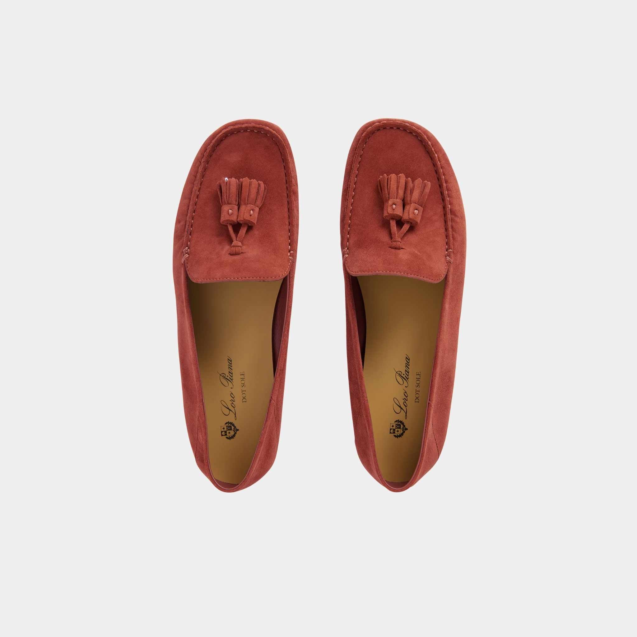 Loro Piana Dot Sole Walk Suede Goatskin Loafer, Cinnamon Bark, Top