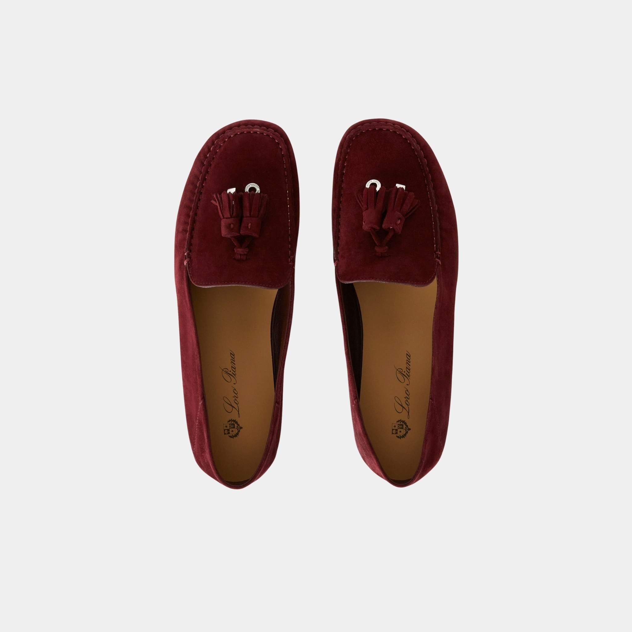 Loro Piana Dot Sole Walk Suede Goatskin Loafer, Wild Plum, Top
