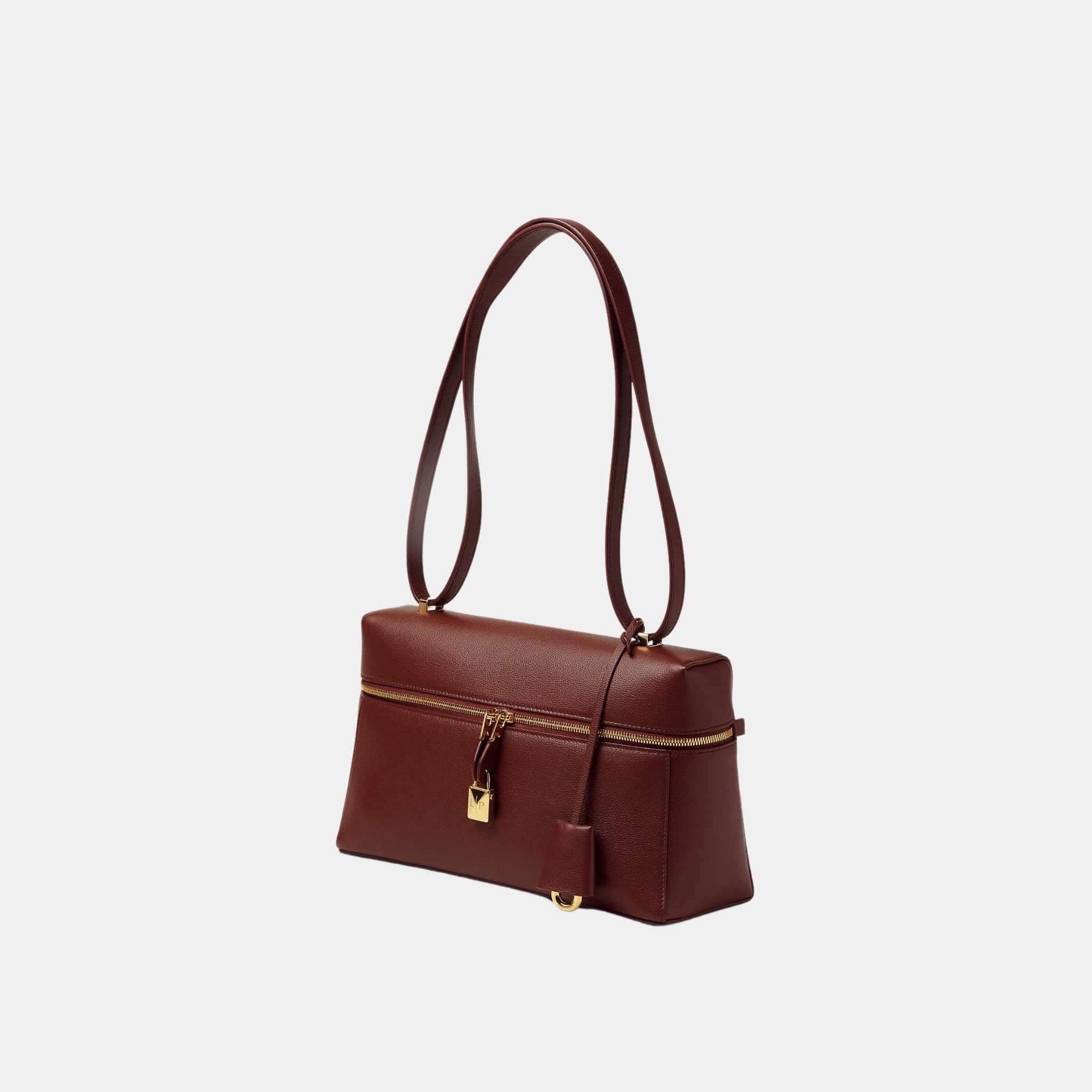 Loro Piana Extra Bag L27 Calfskin, Smoked Caramel, Side