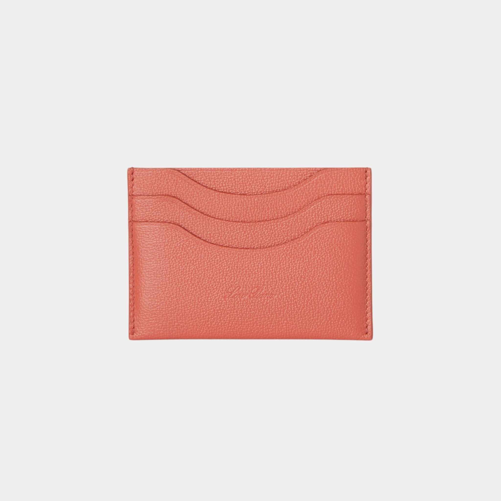 Loro Piana Extra Cardholder Calfskin, Coral Fiction, Front