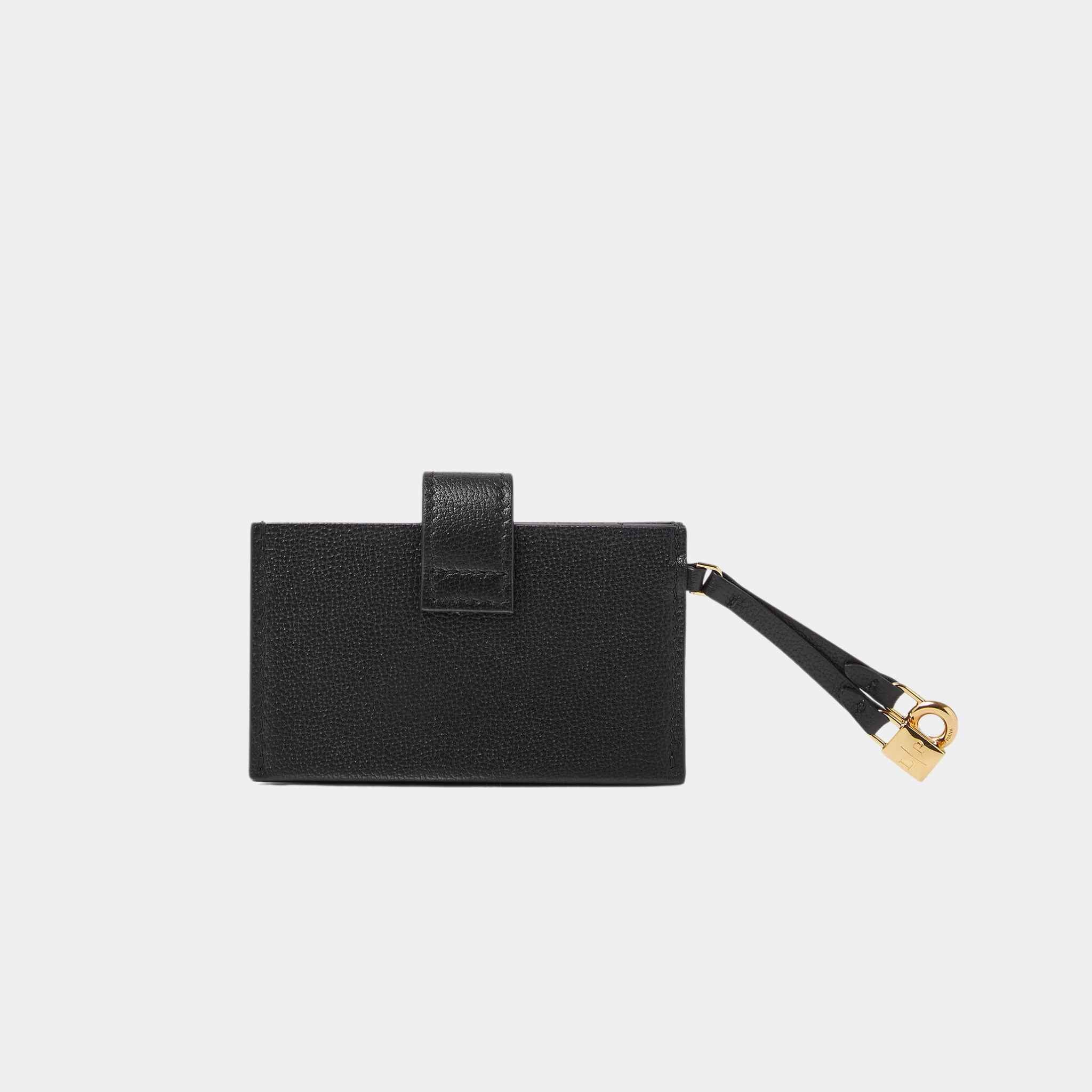 Loro Piana Extra Cardholder Calfskin With Snap Button Closure, Black, Back