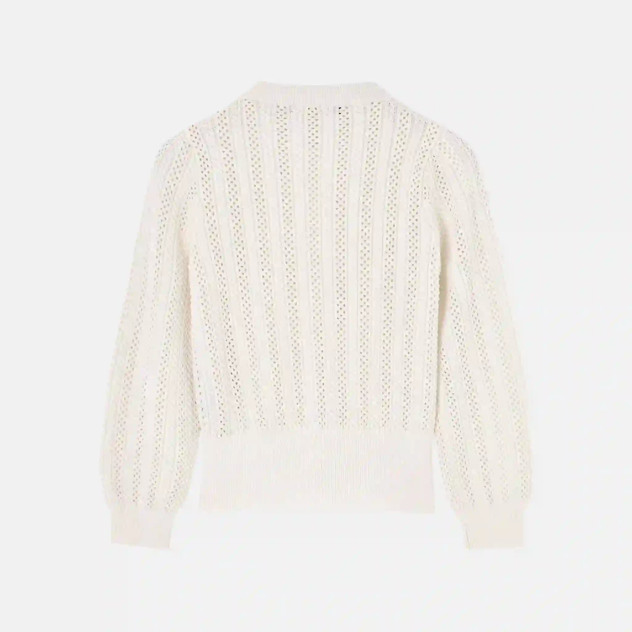 Loro Piana Kids Cherie Cardigan in Virgin Wool Silk Cashmere, Optical White, Back