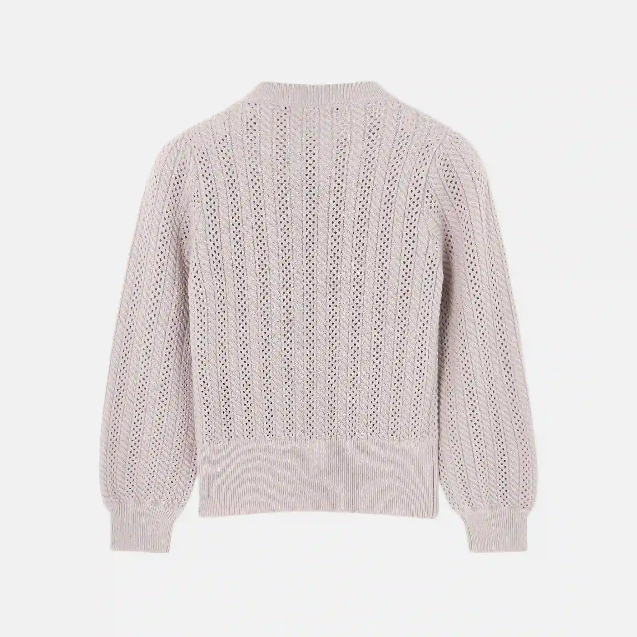 Loro Piana Kids Cherie Cardigan in Virgin Wool Silk Cashmere, Pink Dawn, Back