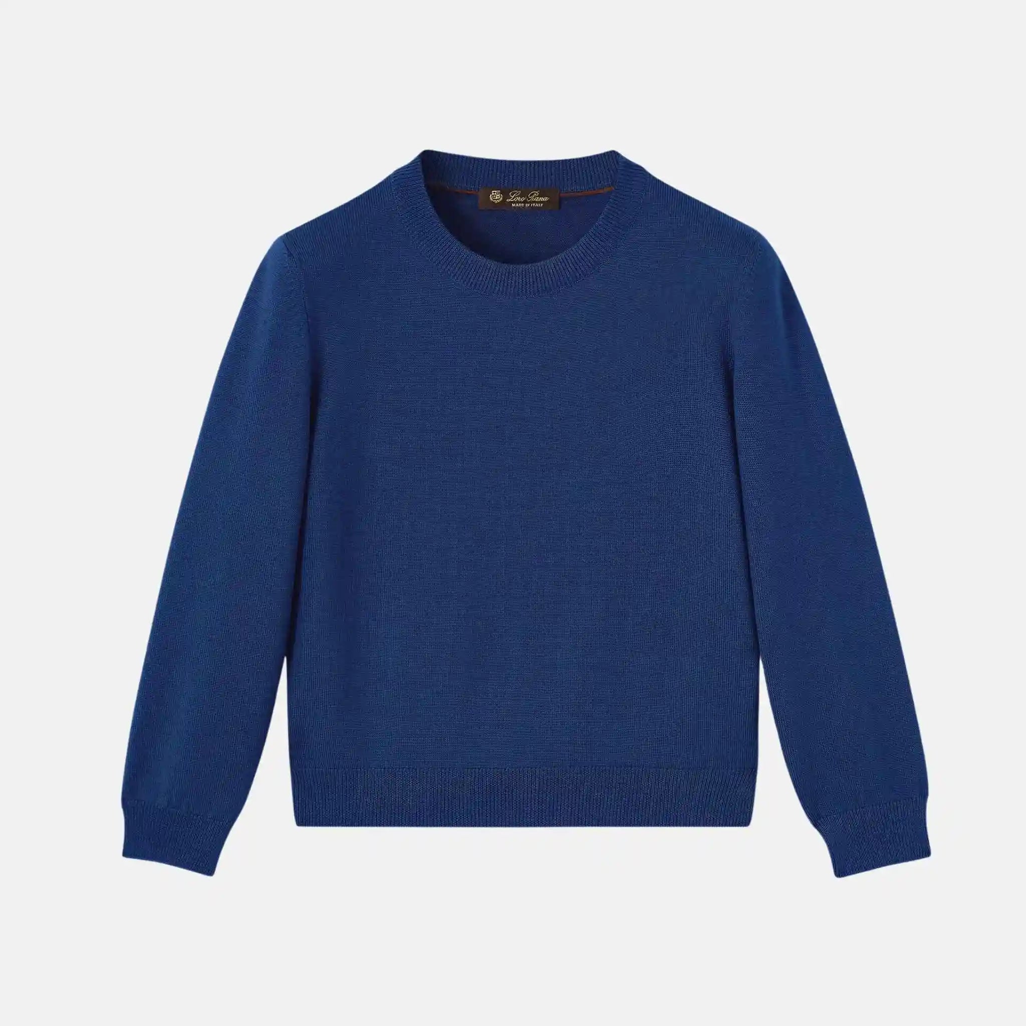 Loro Piana Kids Marvelous Crewneck Wish Wool, Blue, Front