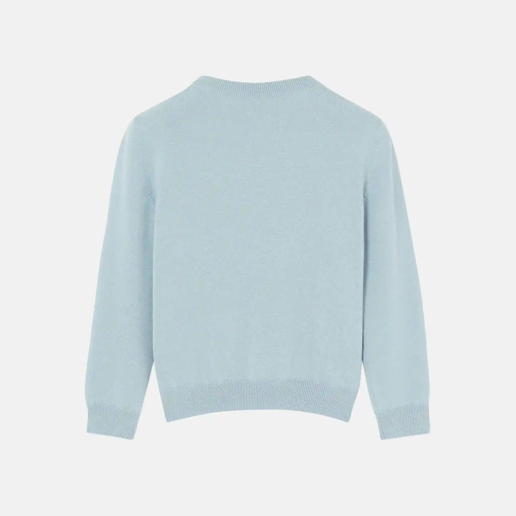 Loro Piana Kids Marvelous Crewneck Wish Wool, Zen Blue, Back