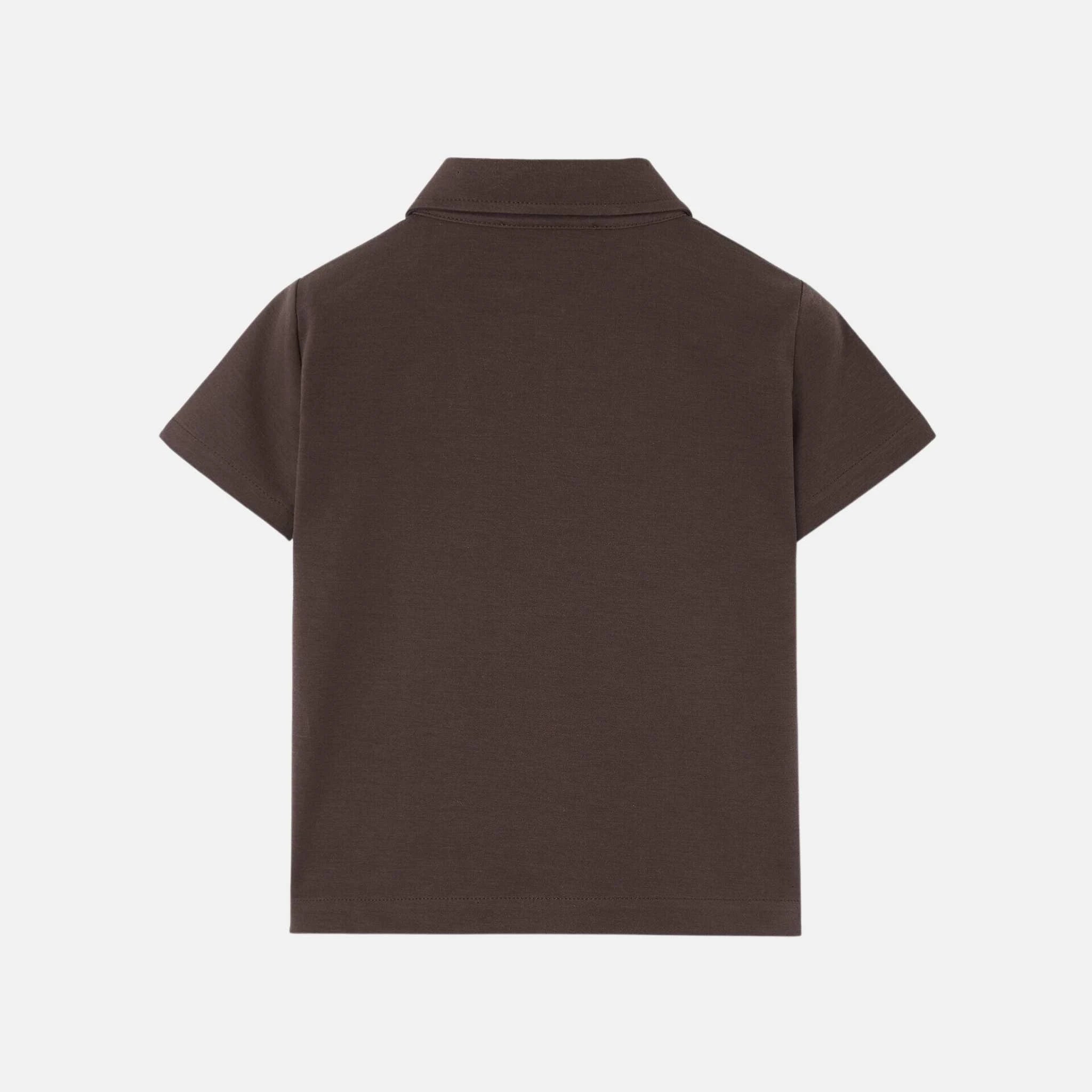 Loro Piana Kids My T Open Polo Shirt Cotton, Blacksesame, Back
