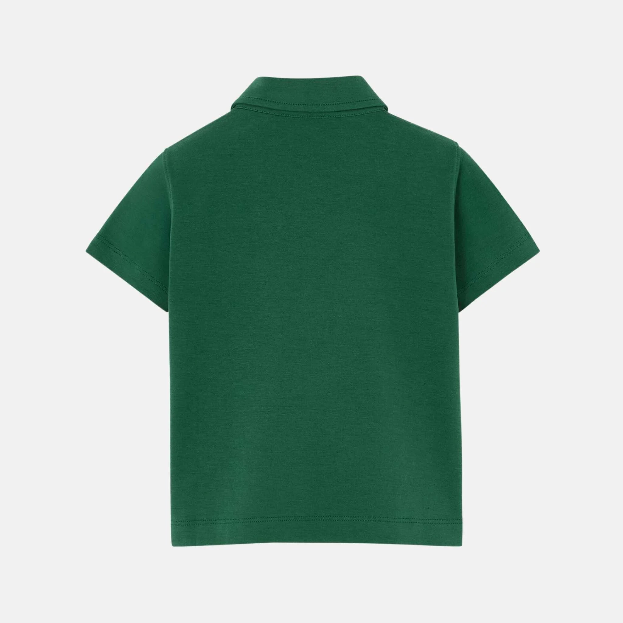 Loro Piana Kids My T Open Polo Shirt Cotton, Green, Back