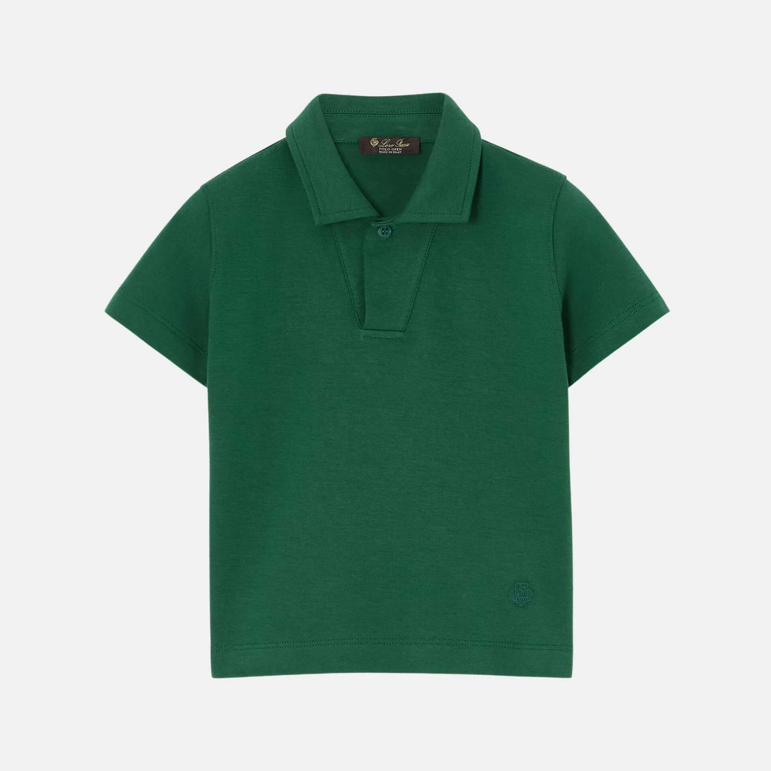 Loro Piana Kids My T Open Polo Shirt Cotton, Green, Front
