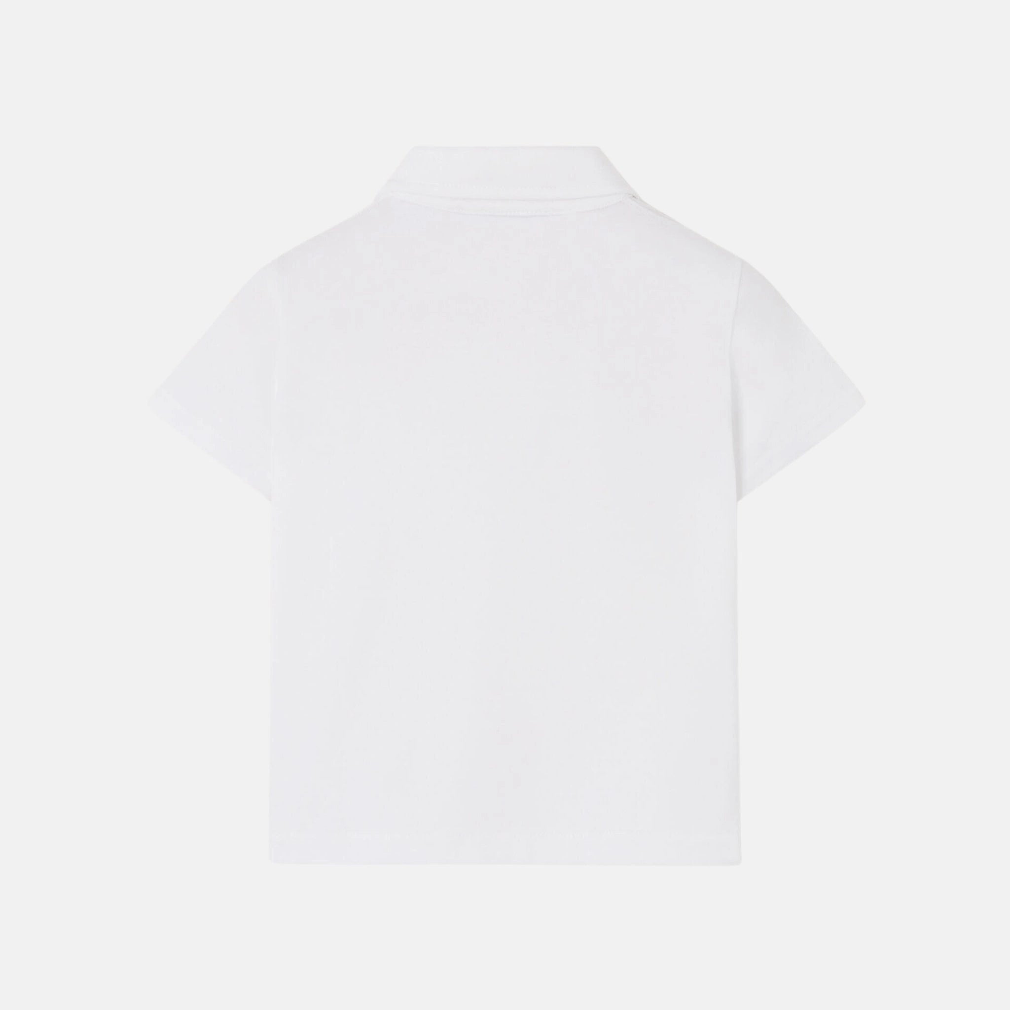 Loro Piana Kids My T Open Polo Shirt Cotton, Optical White, Back