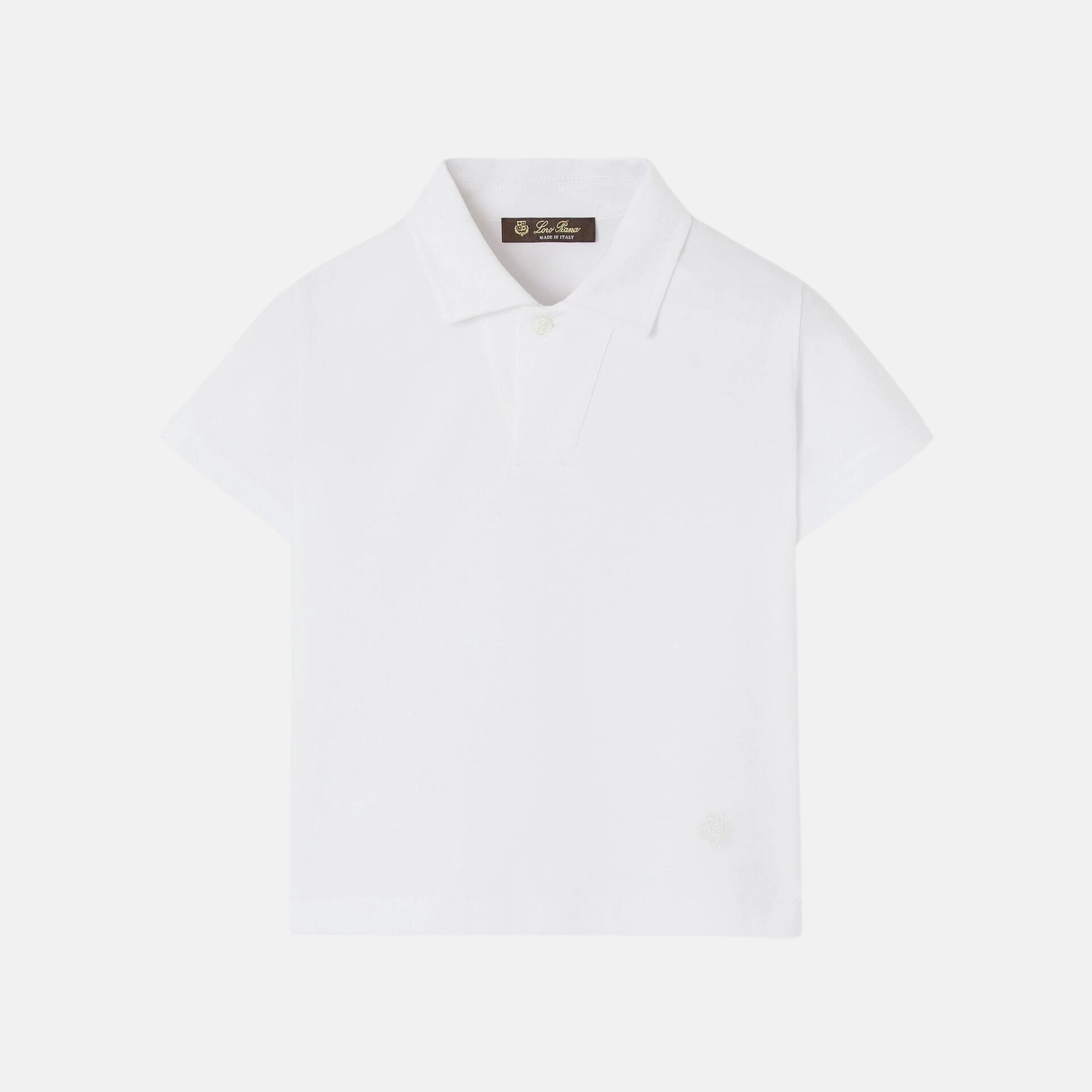 Loro Piana Kids My T Open Polo Shirt Cotton, Optical White, Front