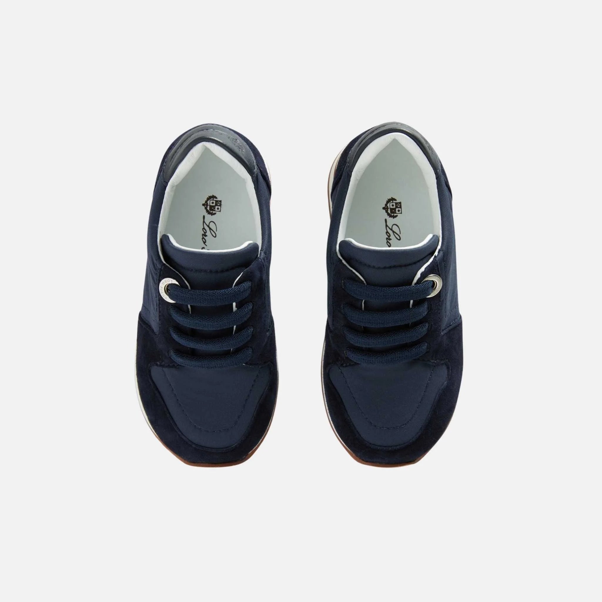 Loro Piana Kids My Wind Sneaker Suede Goatskin Storm System, Navy Blue, Top