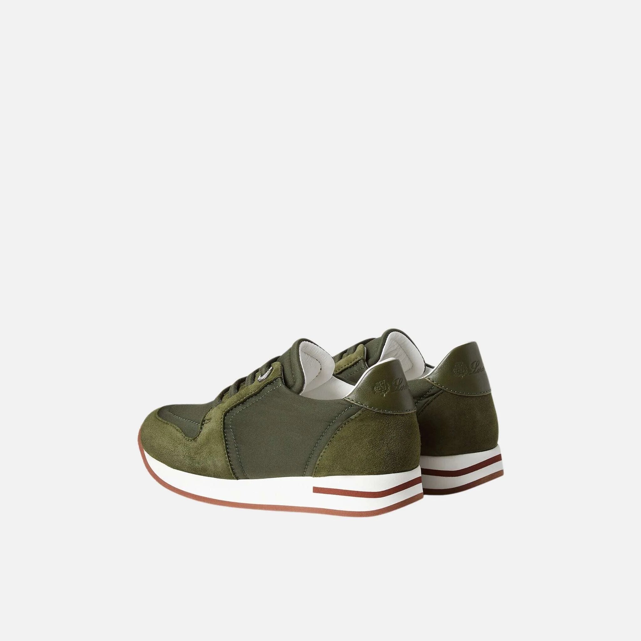 Loro Piana Kids My Wind Sneaker Suede Goatskin Storm System, Ribbon Green, Back