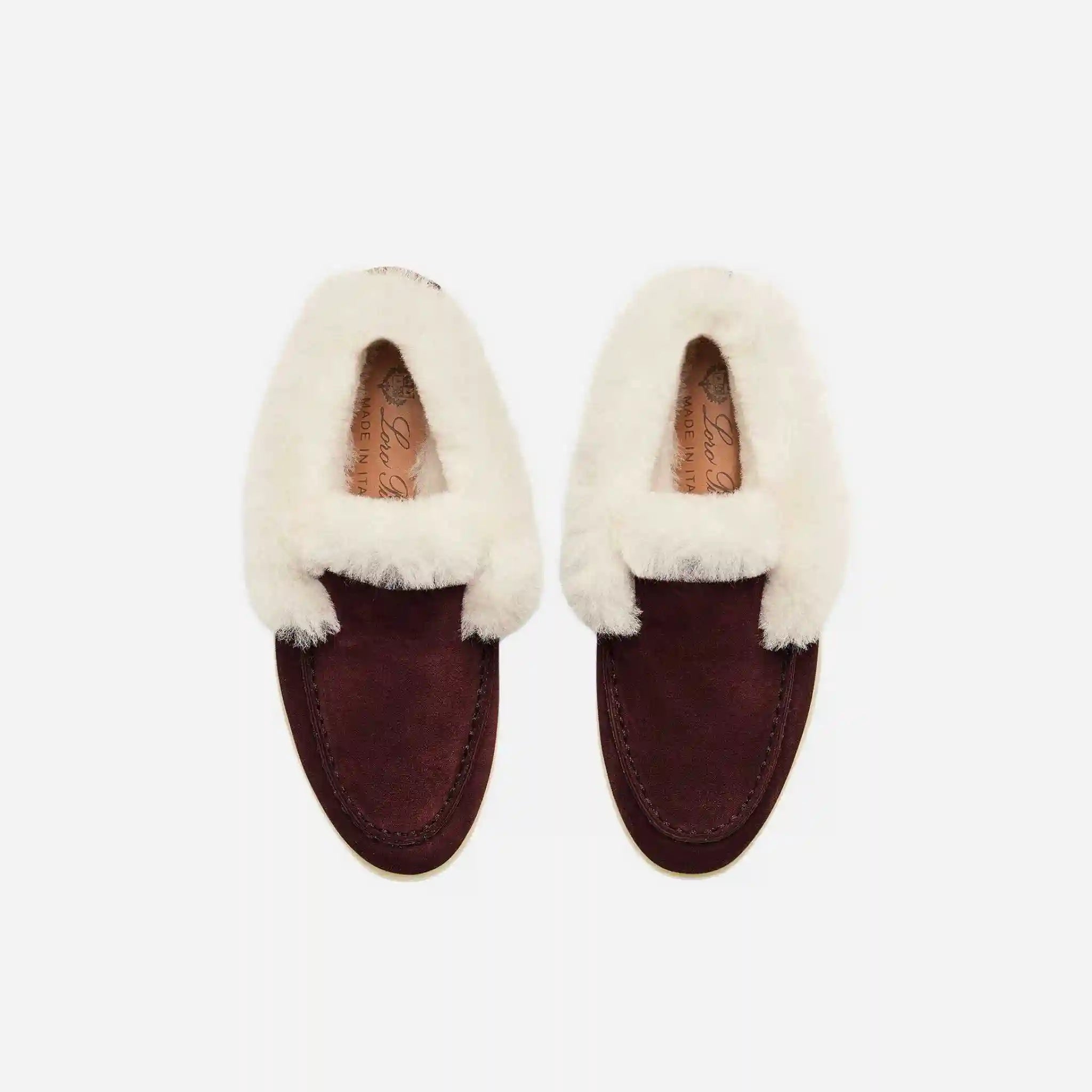 Loro Piana Kids Open Walk Ankle Boot in Suede Lined in Shearling, Top