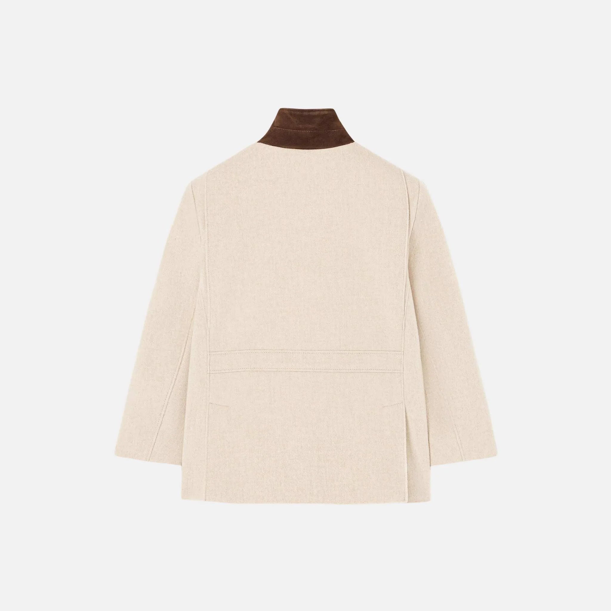 Loro Piana Kids Roadster Jacket in Cashmere, Naturel Melange, Back