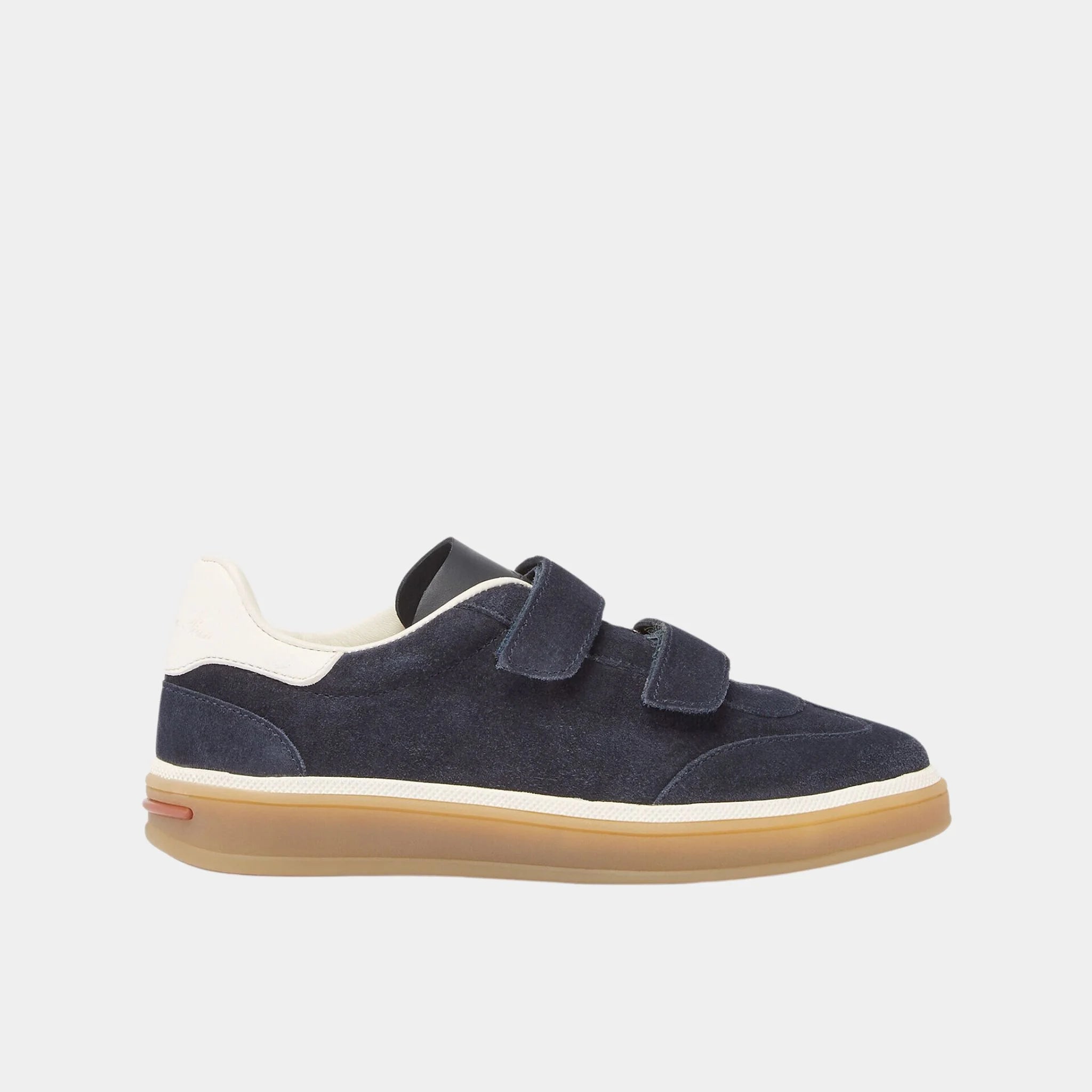 Loro Piana Kids Tennis Walk Sneakers Suede Calf Split, Navy Blue, Side