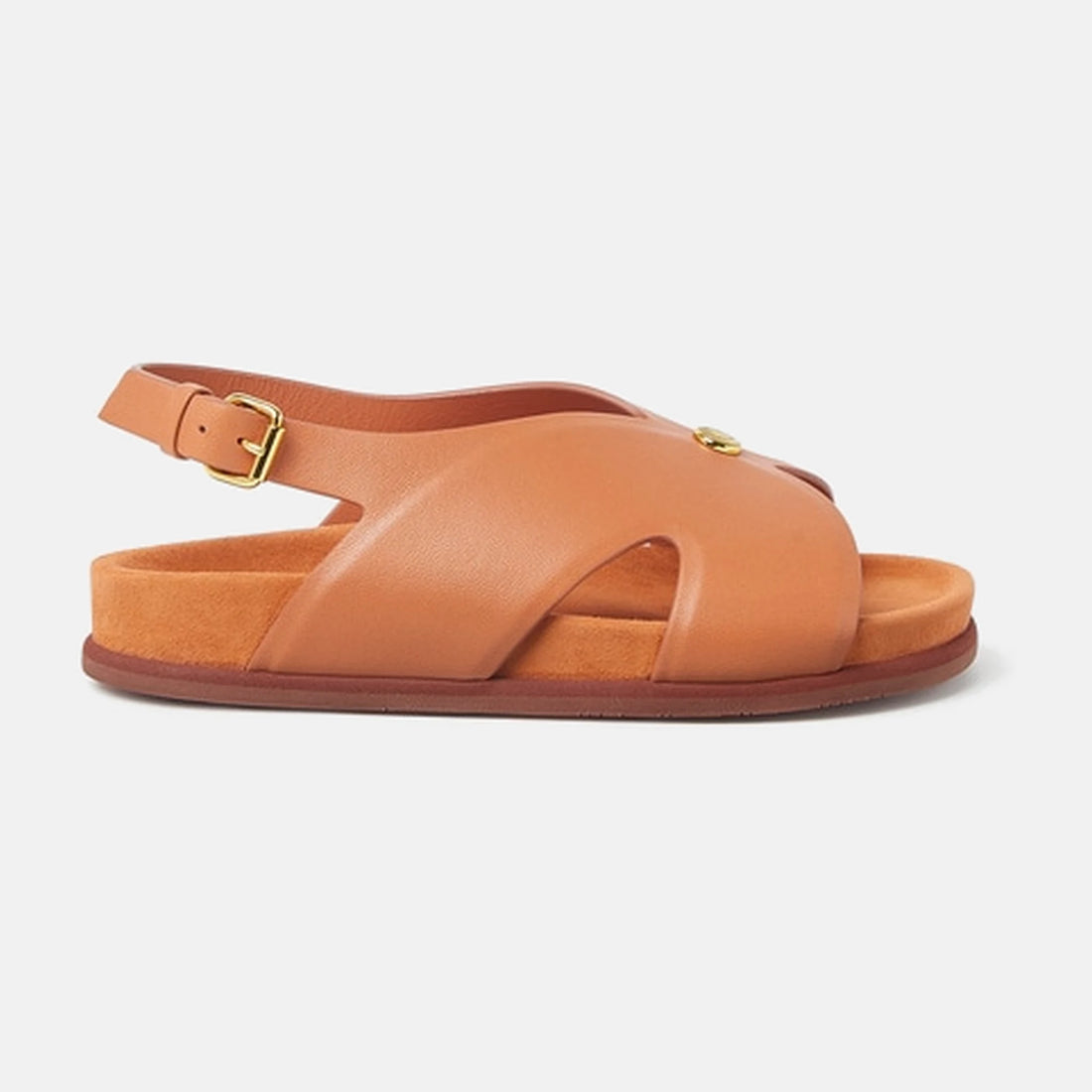 Loro Piana Kids Vera Mules in Lambskin in Fiery Summer, front view