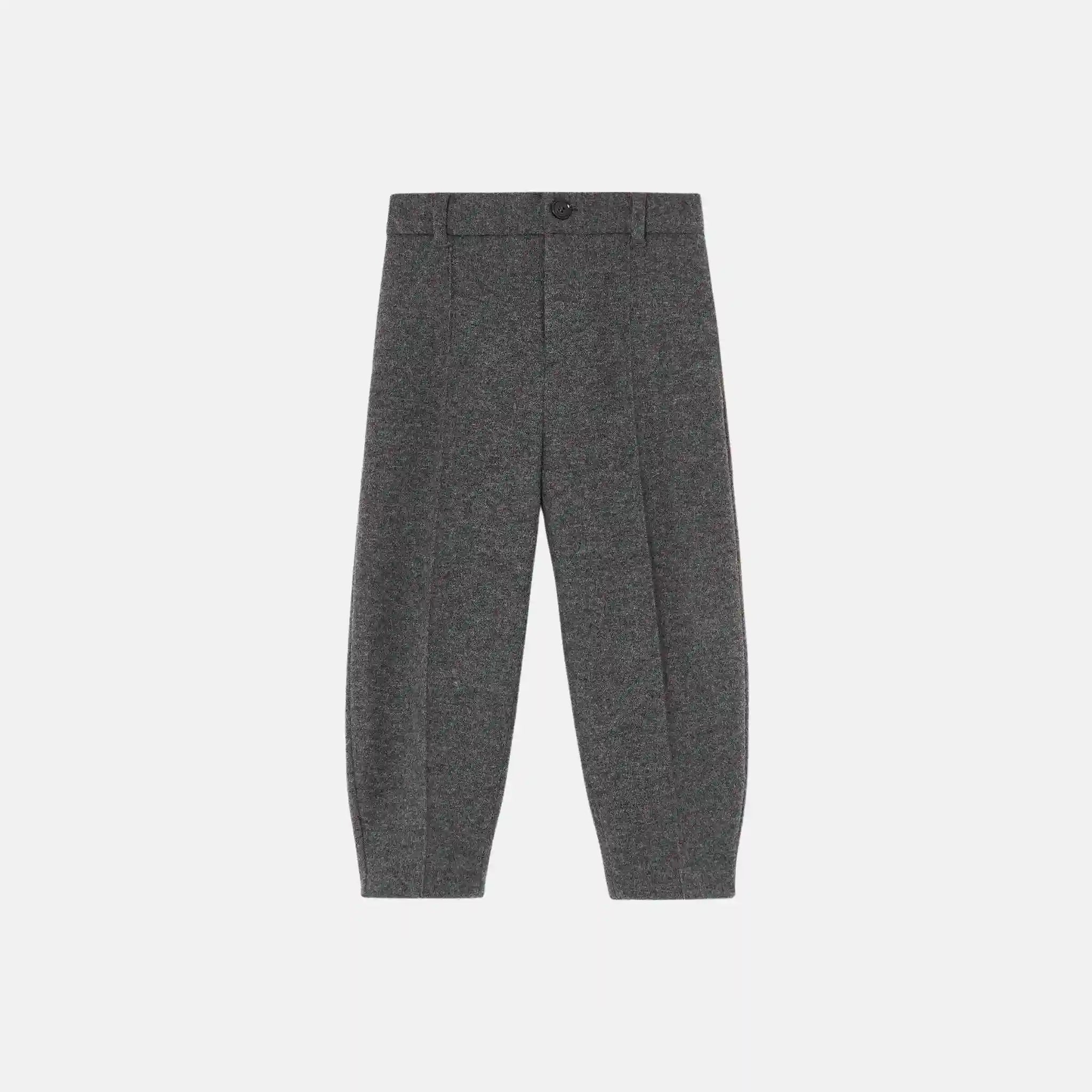 Loro Piana Kids Zack Trousers in Jersey Novalis, Grey Melange, Front