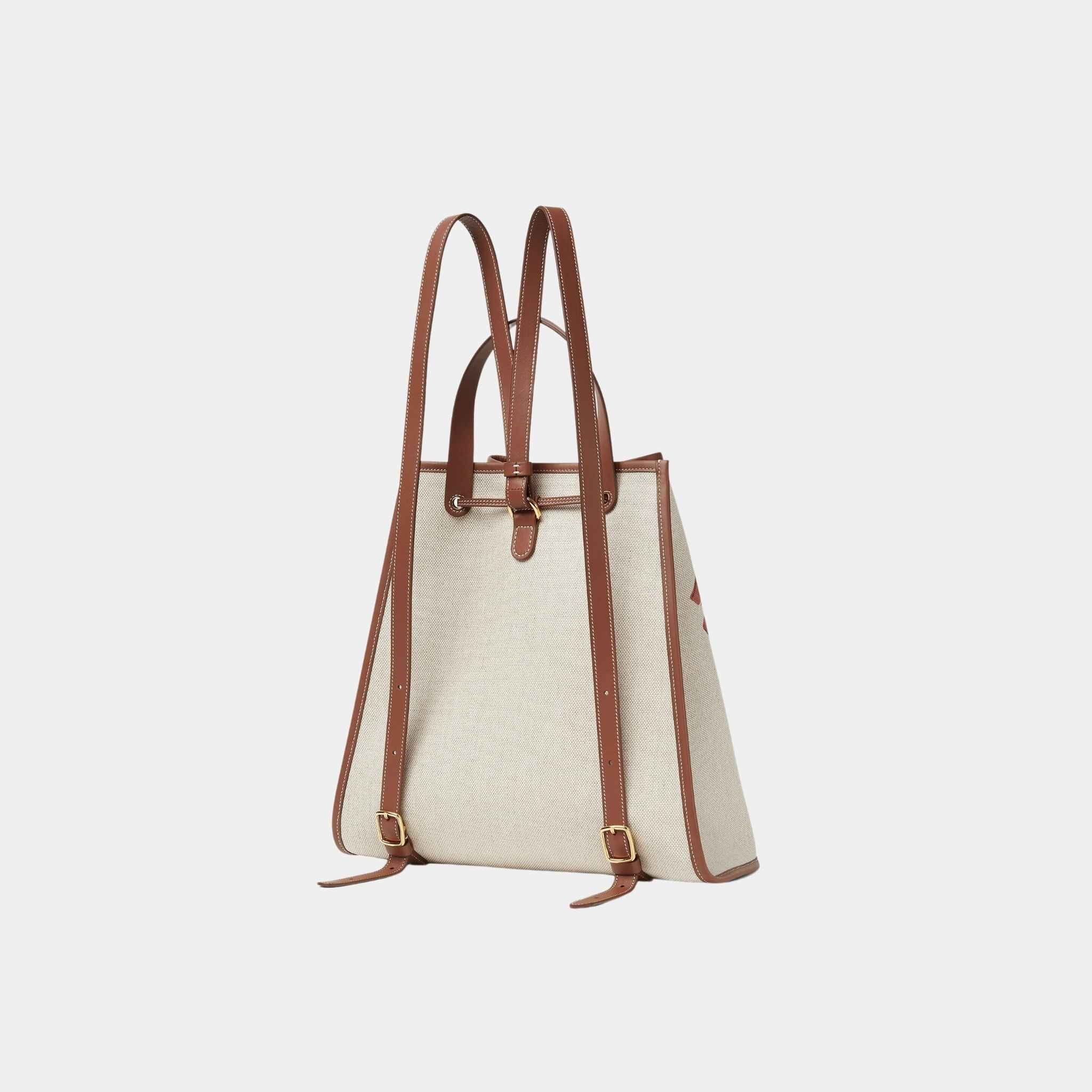 Loro Piana Laguna Backpack Cotton-Linen, Natural, Cream Sugar, Back