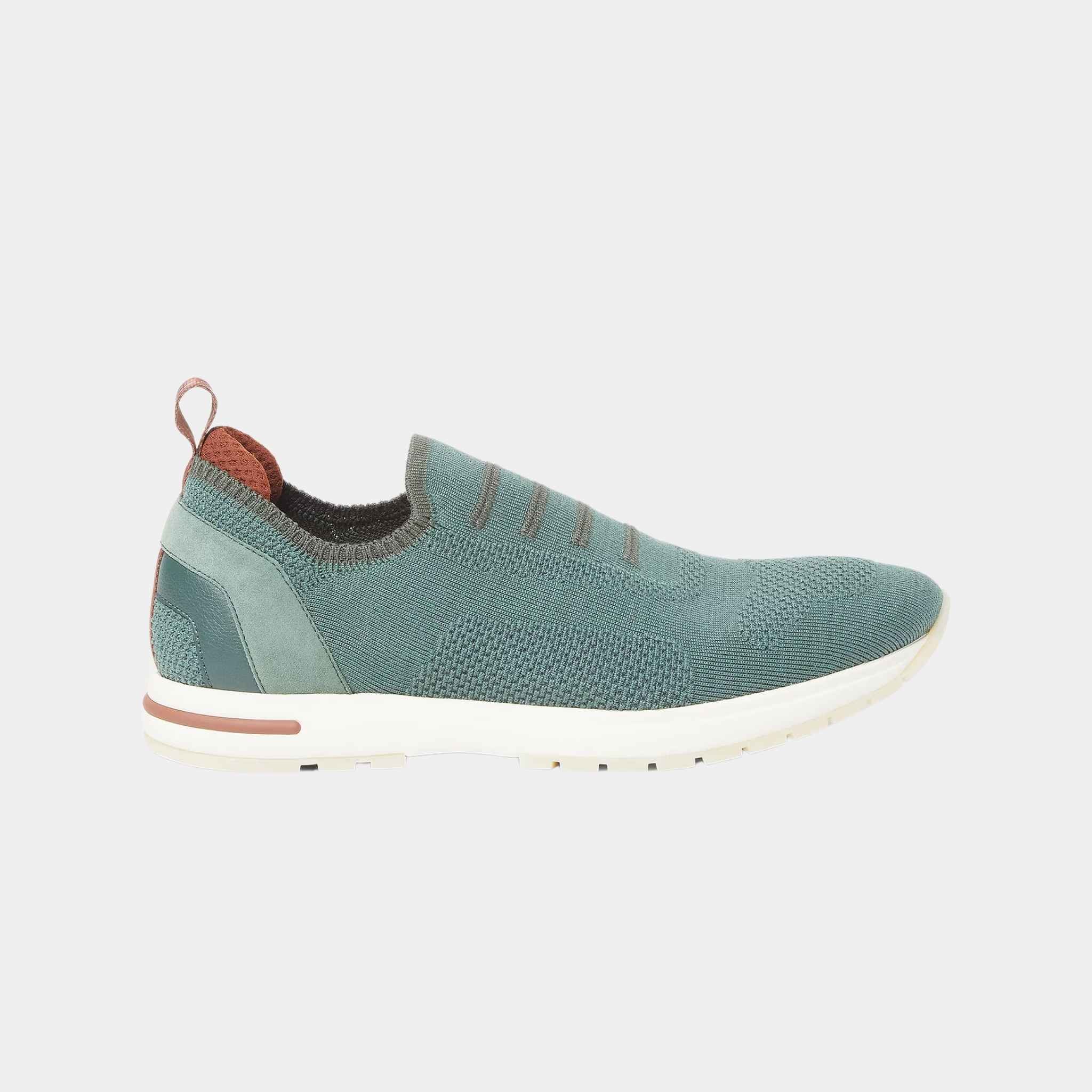 Loro Piana 360 LP Flexy Walk Sneakers With Kummel Colored Eyelets, Green Lagoon, Side