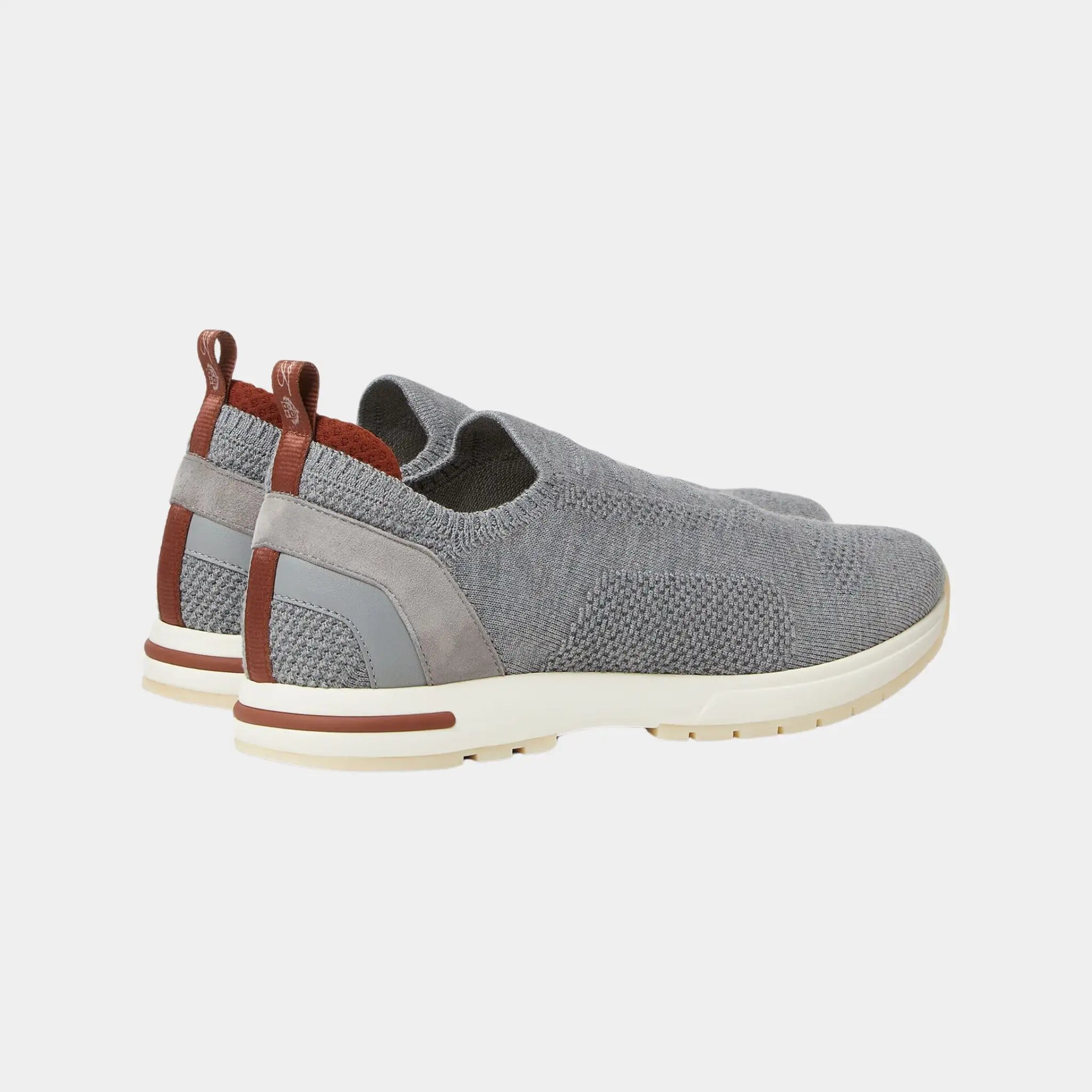 Loro Piana 360 LP Flexy Walk Sneakers With Kummel Colored Eyelets, Solid Flannel Gray, Back