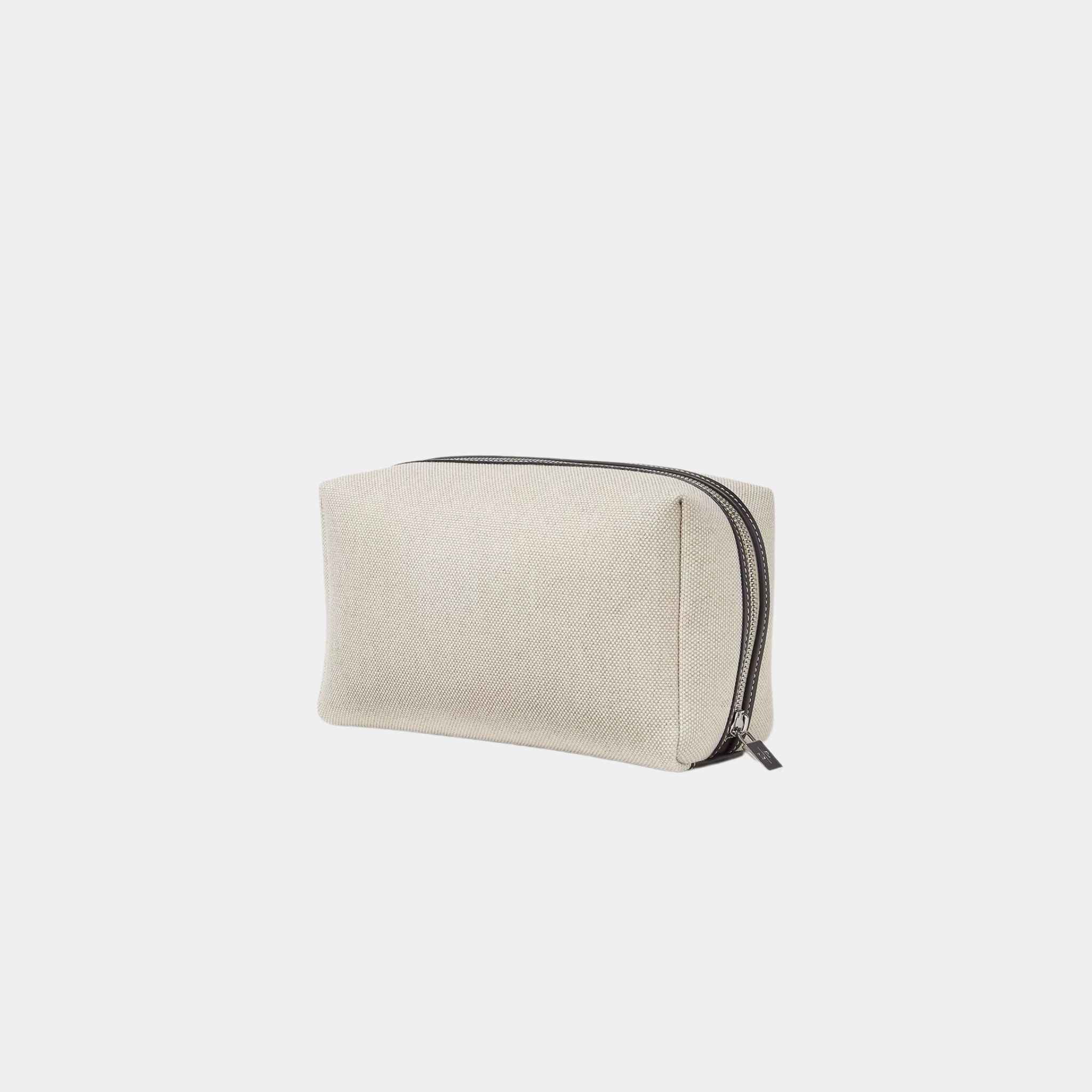 Loro Piana Medium Extra Travel Pouch Cotton-Linen, Natural, Stonehenge, Back