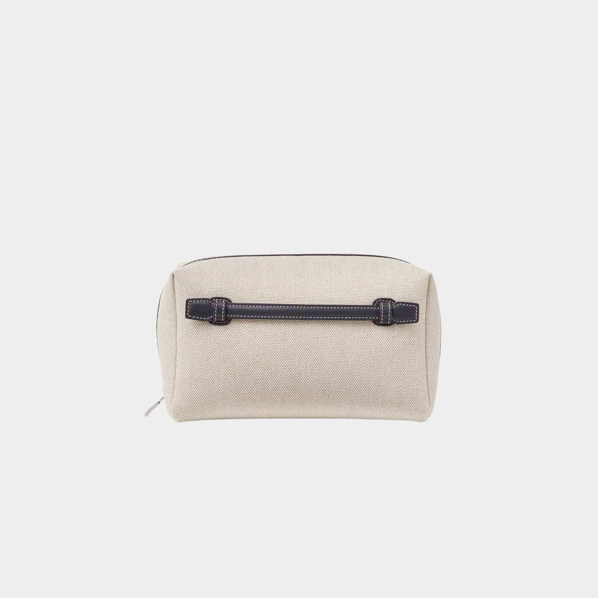 Loro Piana Medium Extra Travel Pouch Cotton-Linen, Natural, Stonehenge, Front