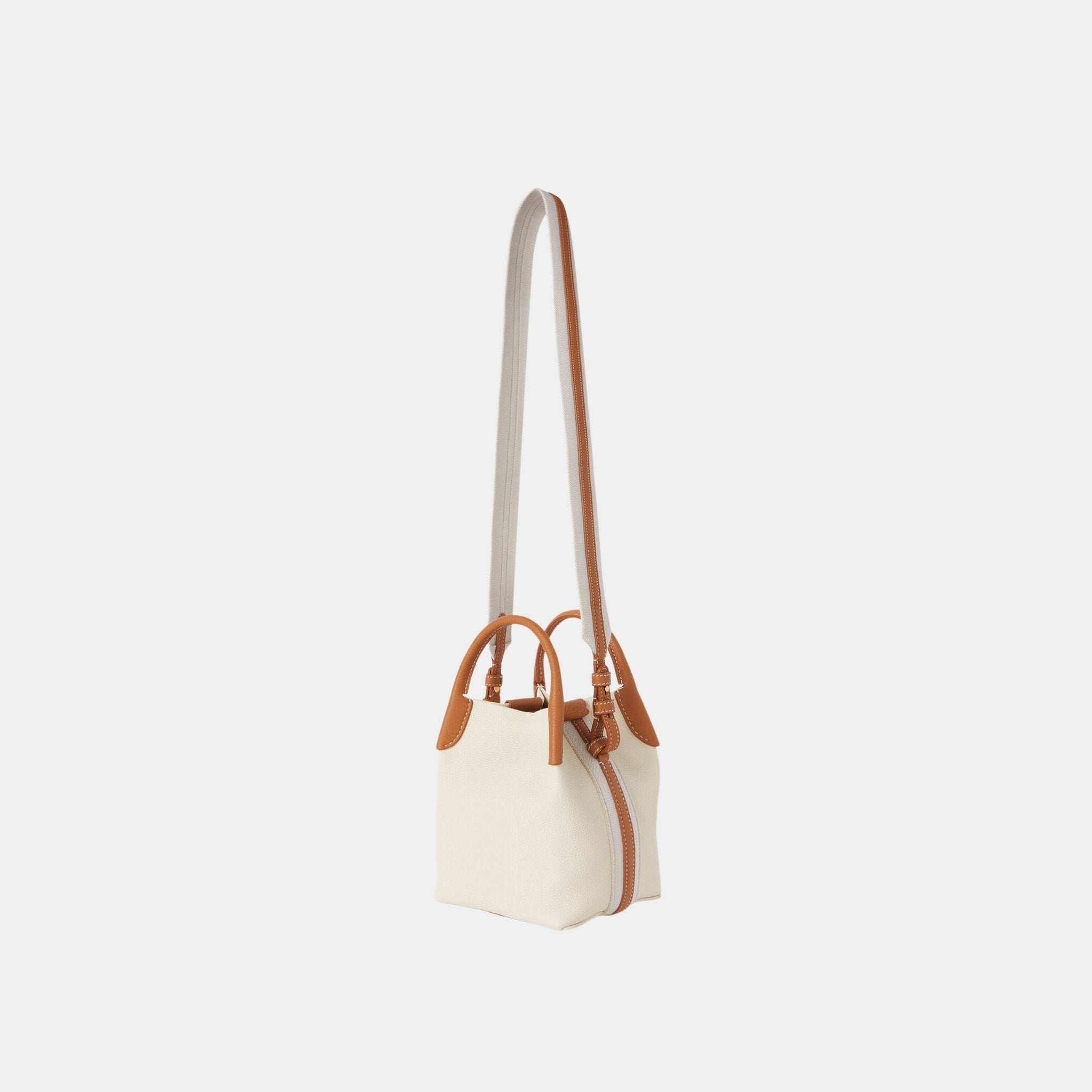 Loro Piana Micro Bale Bag Calfskin, Whisper White, Wheat Bran, Strap