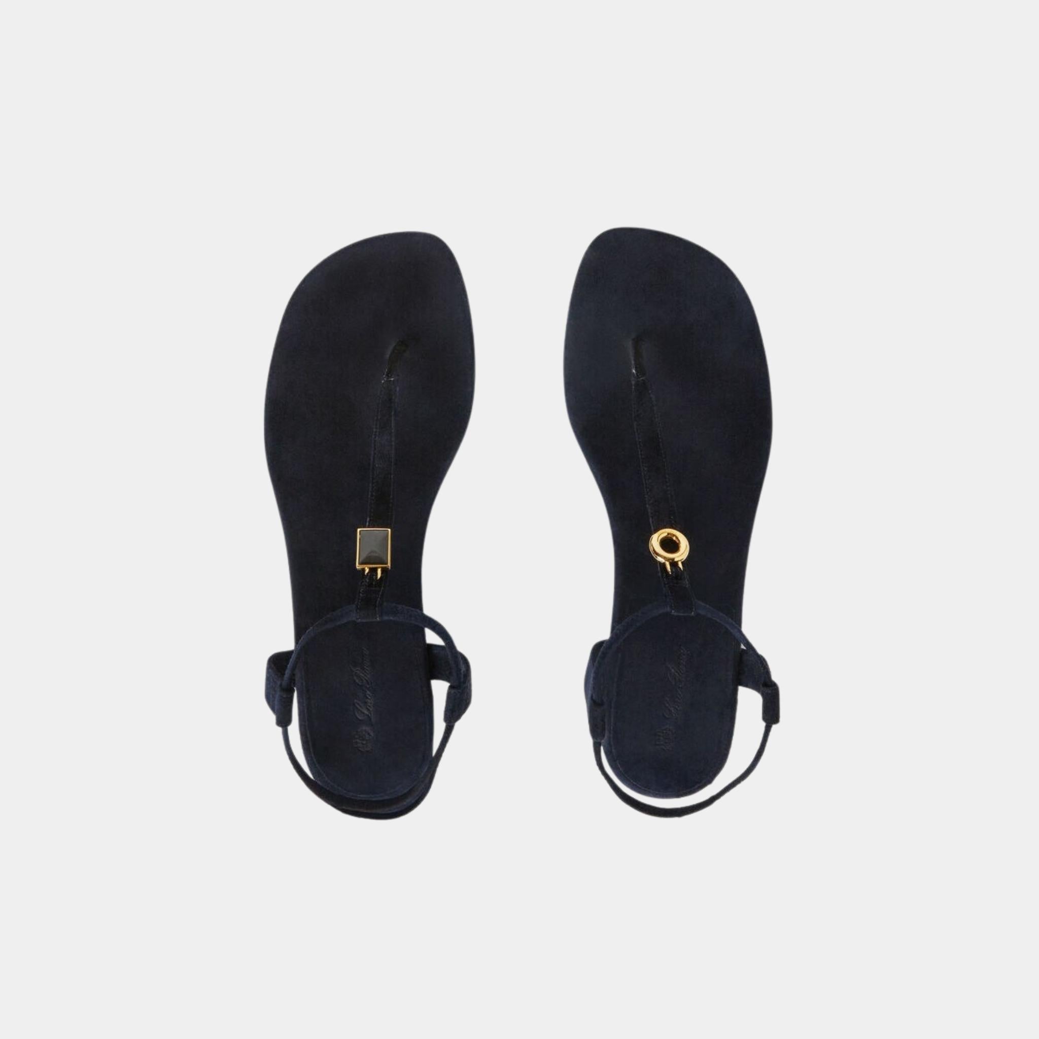 Loro Piana Mindil Sandal, Navy Blue, Top
