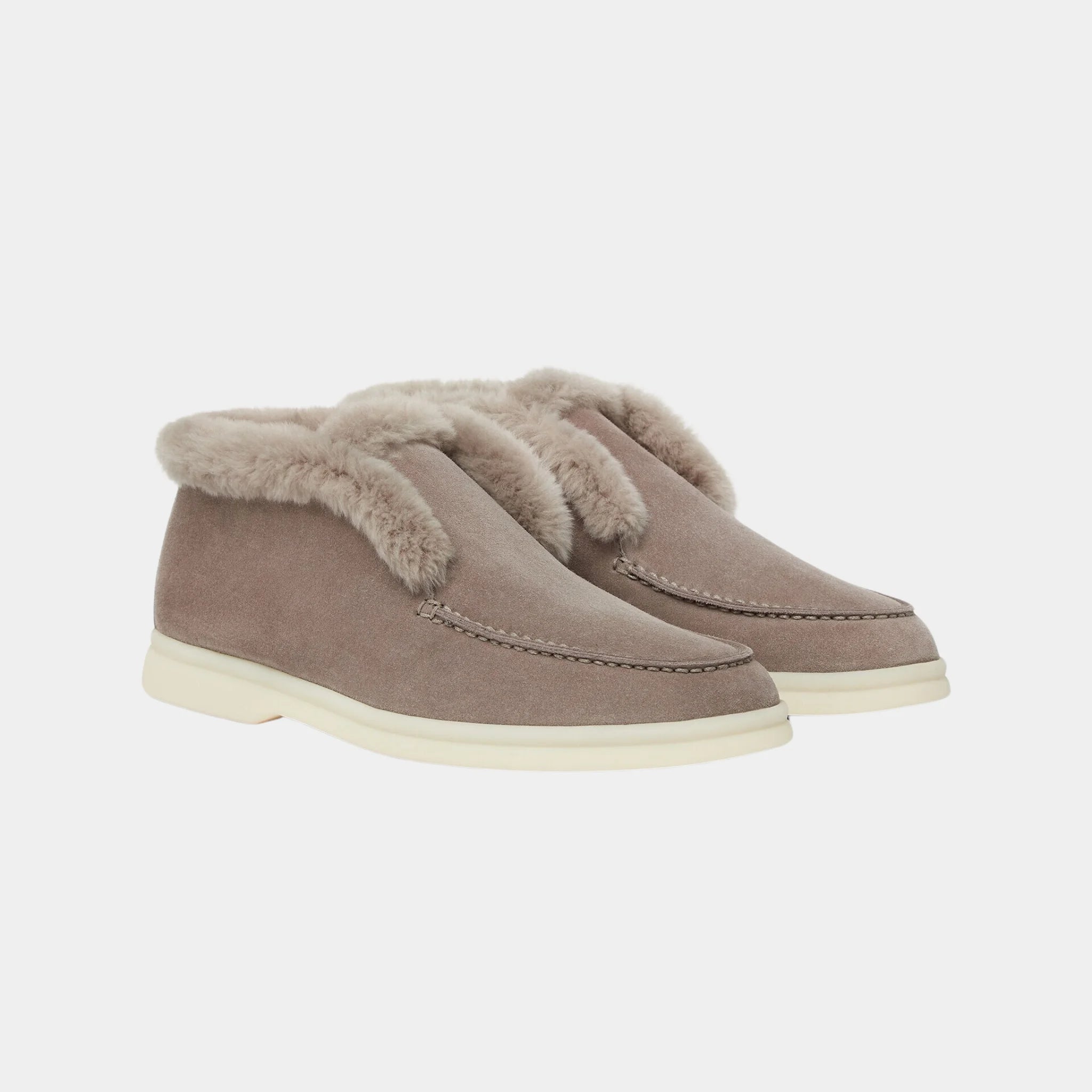 Loro Piana Open Walk Ankle Boot in Suede for Women, Rain Drops, Front