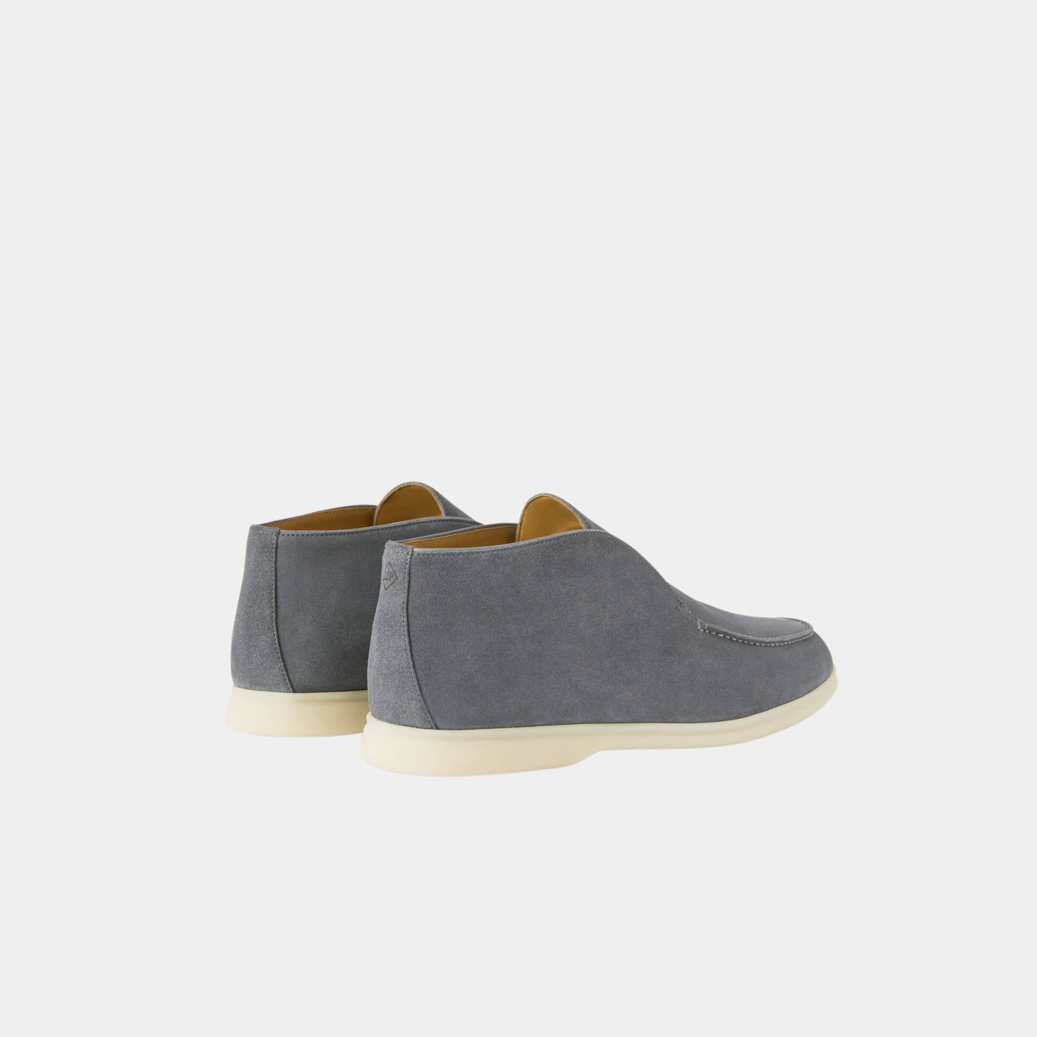 Loro Piana Open Walk Ankle Boots Suede, Frozen Blue, Back