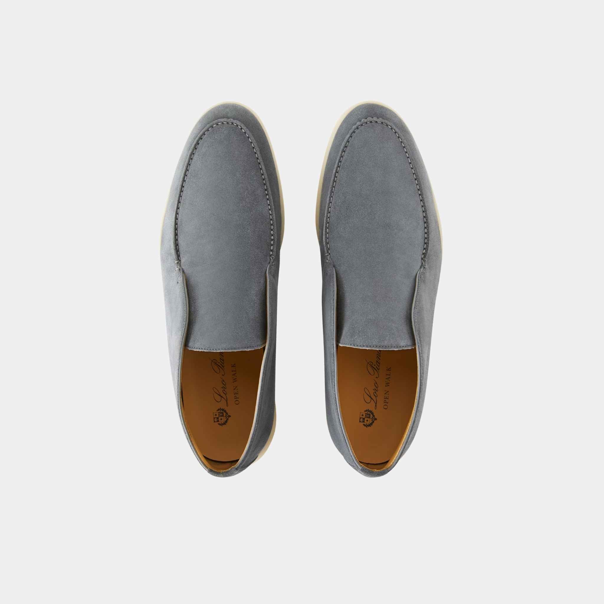 Loro Piana Open Walk Ankle Boots Suede, Frozen Blue, Top