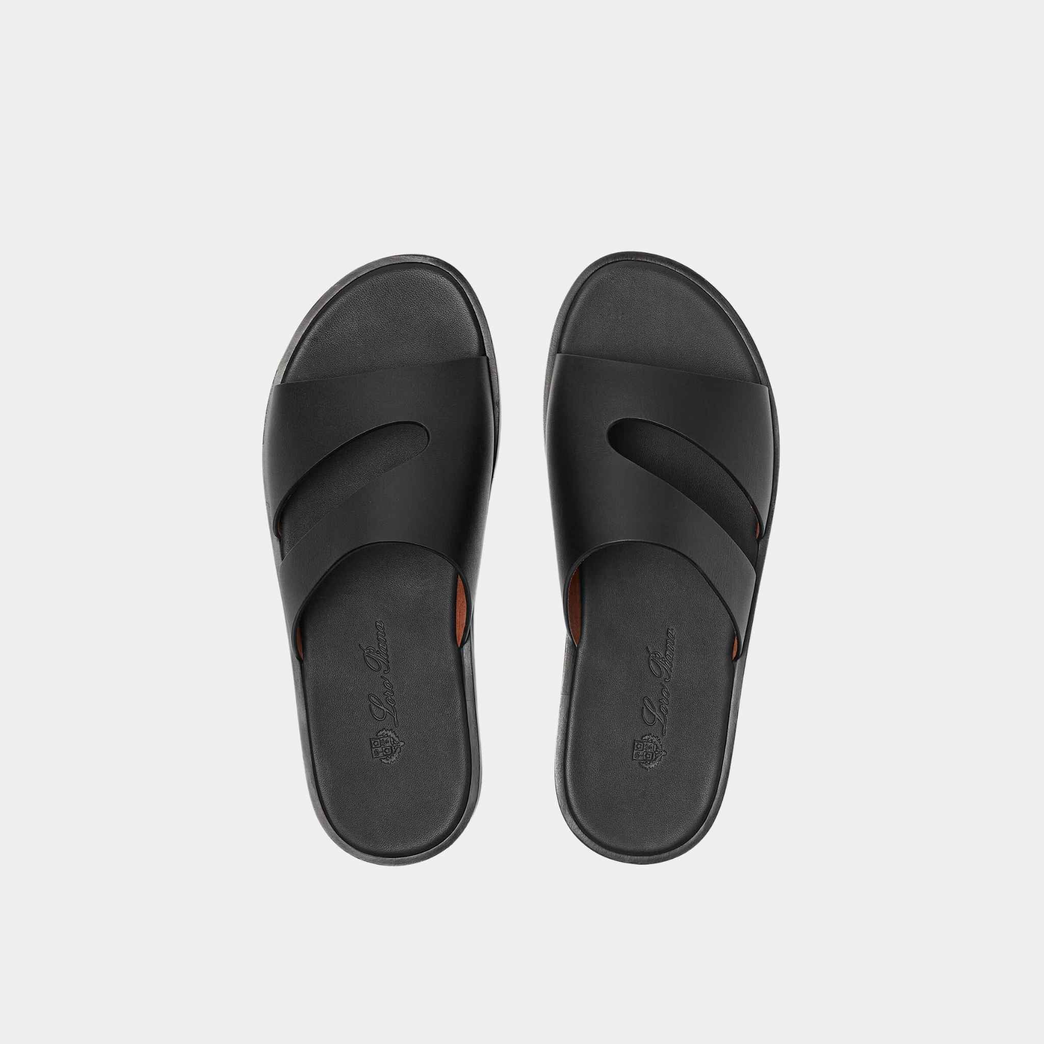 Loro Piana Pilat Plain Walk Sandal Calfskin, Black, Top